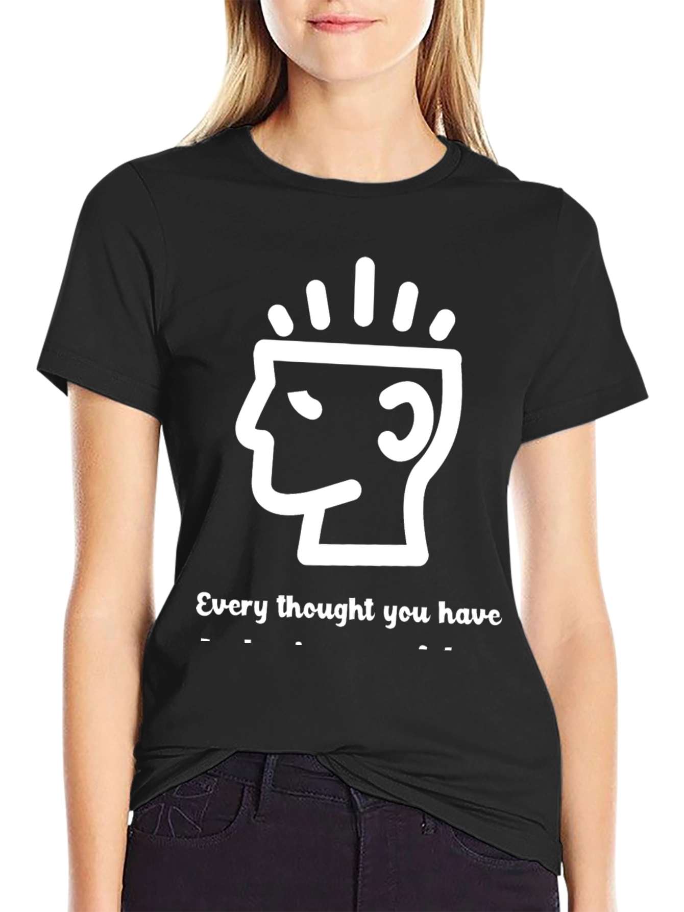 Black Thoughtful Mind T-Shirt - Inspiring Design view 2