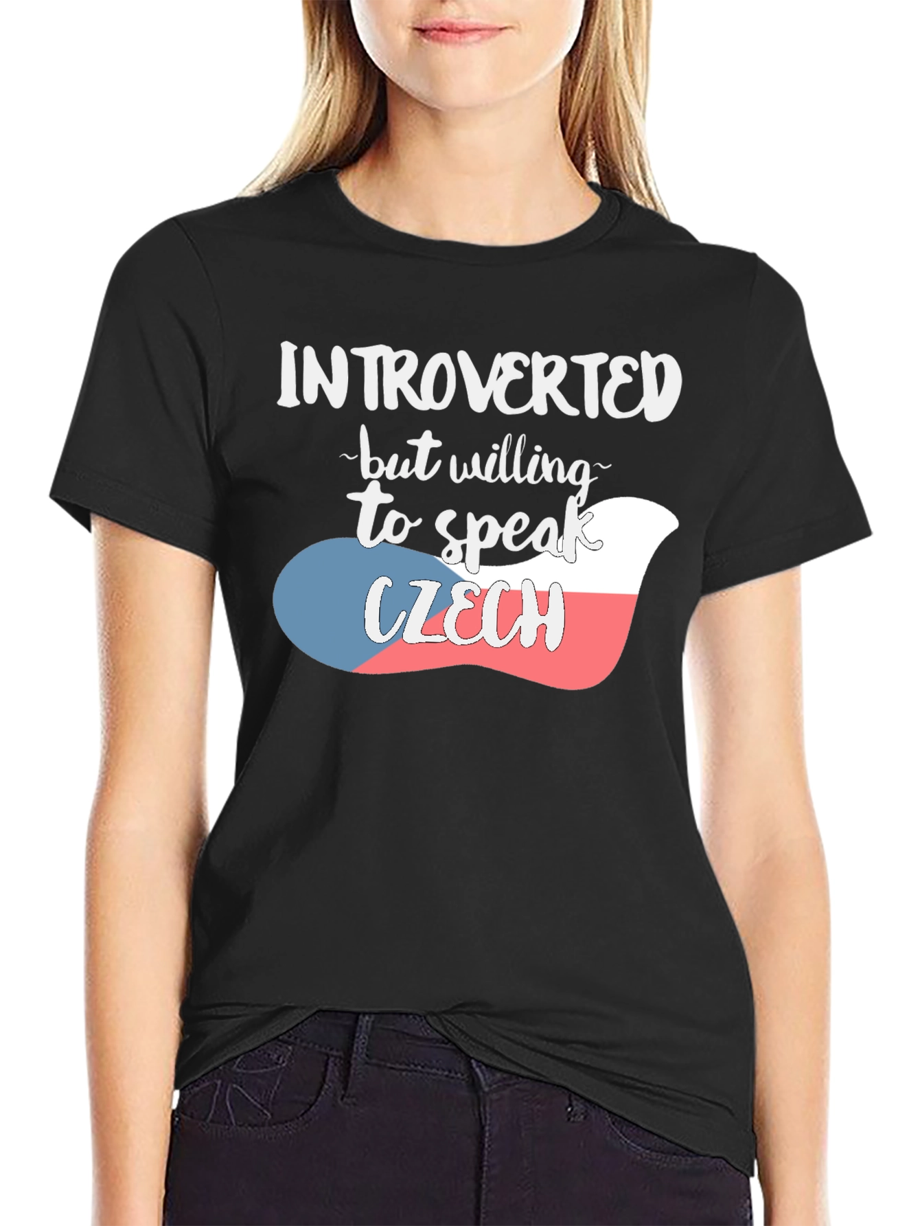Black Introverted Czech Flag T-Shirt view 2