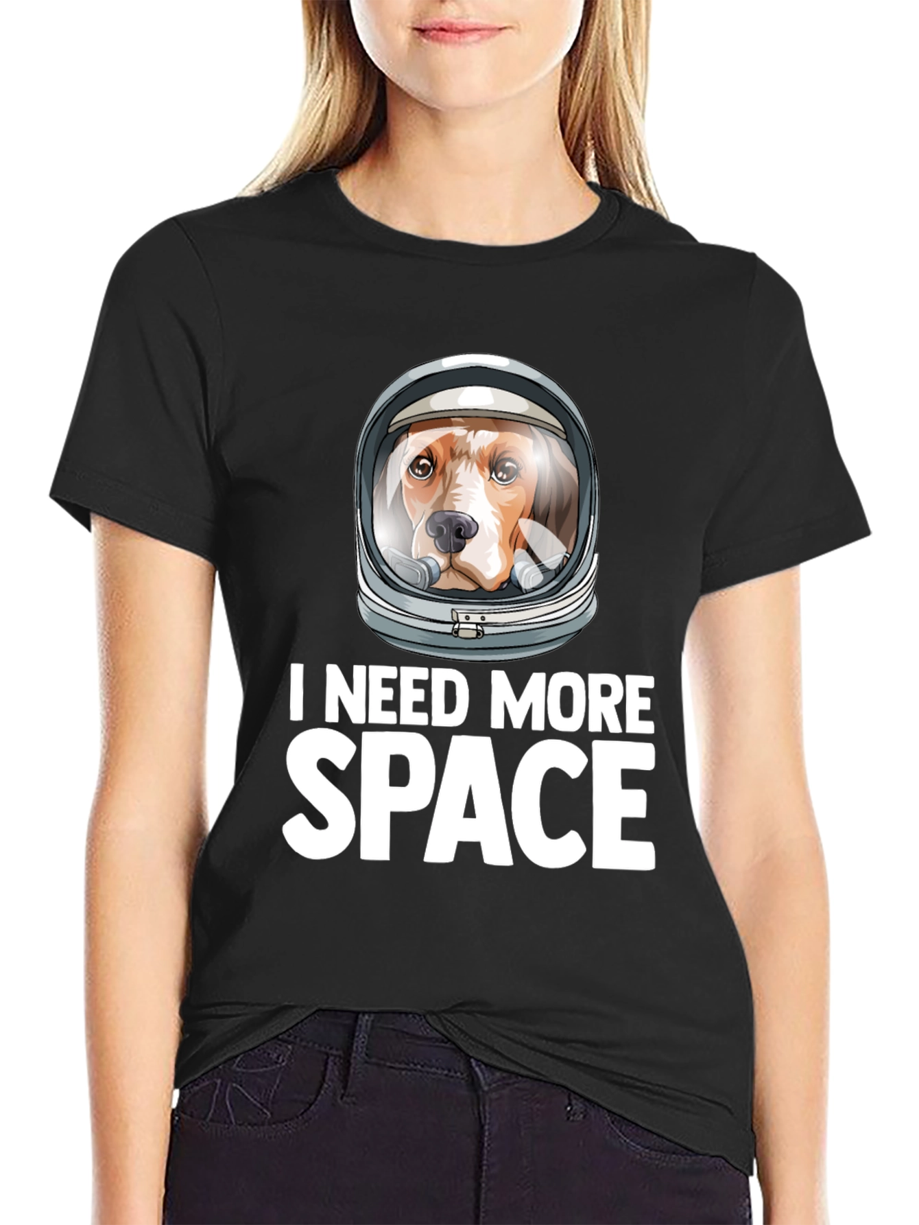 Black Dog Astronaut T-Shirt - I Need More Space view 2