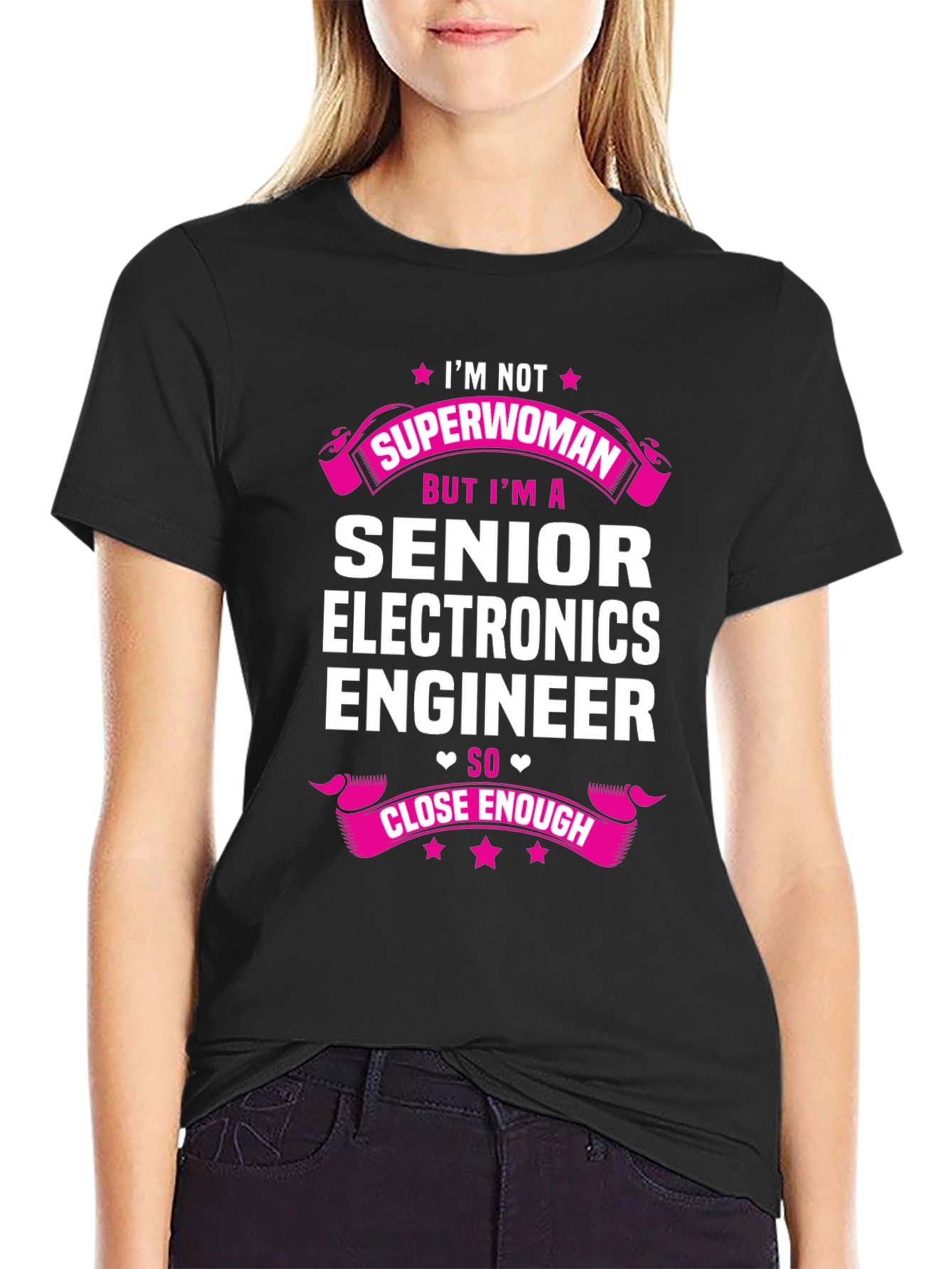 Black Senior Electronics Engineer T-Shirt - Superwoman Alternative view 2