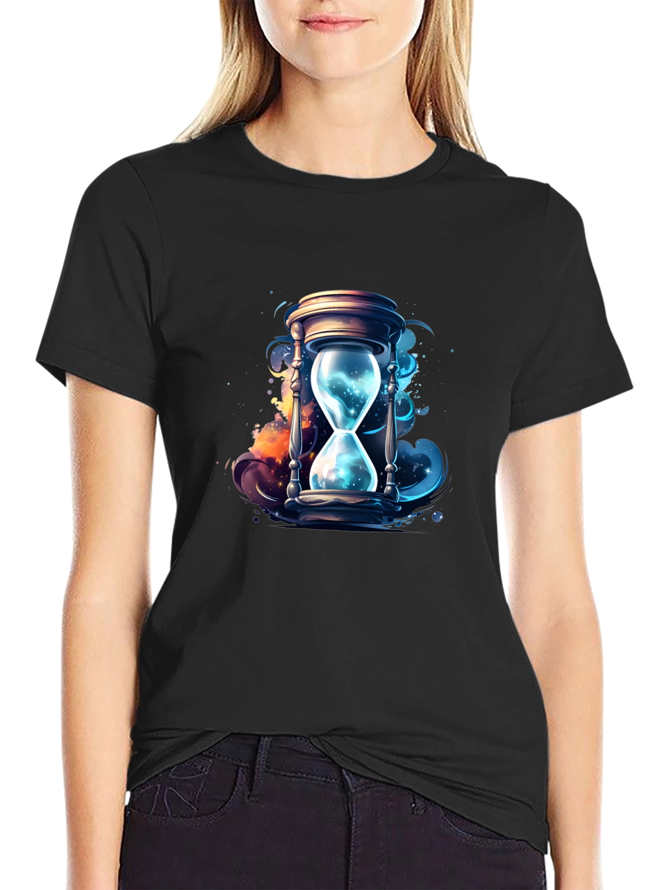 Black Hourglass T-Shirt - Timeless Design view 2