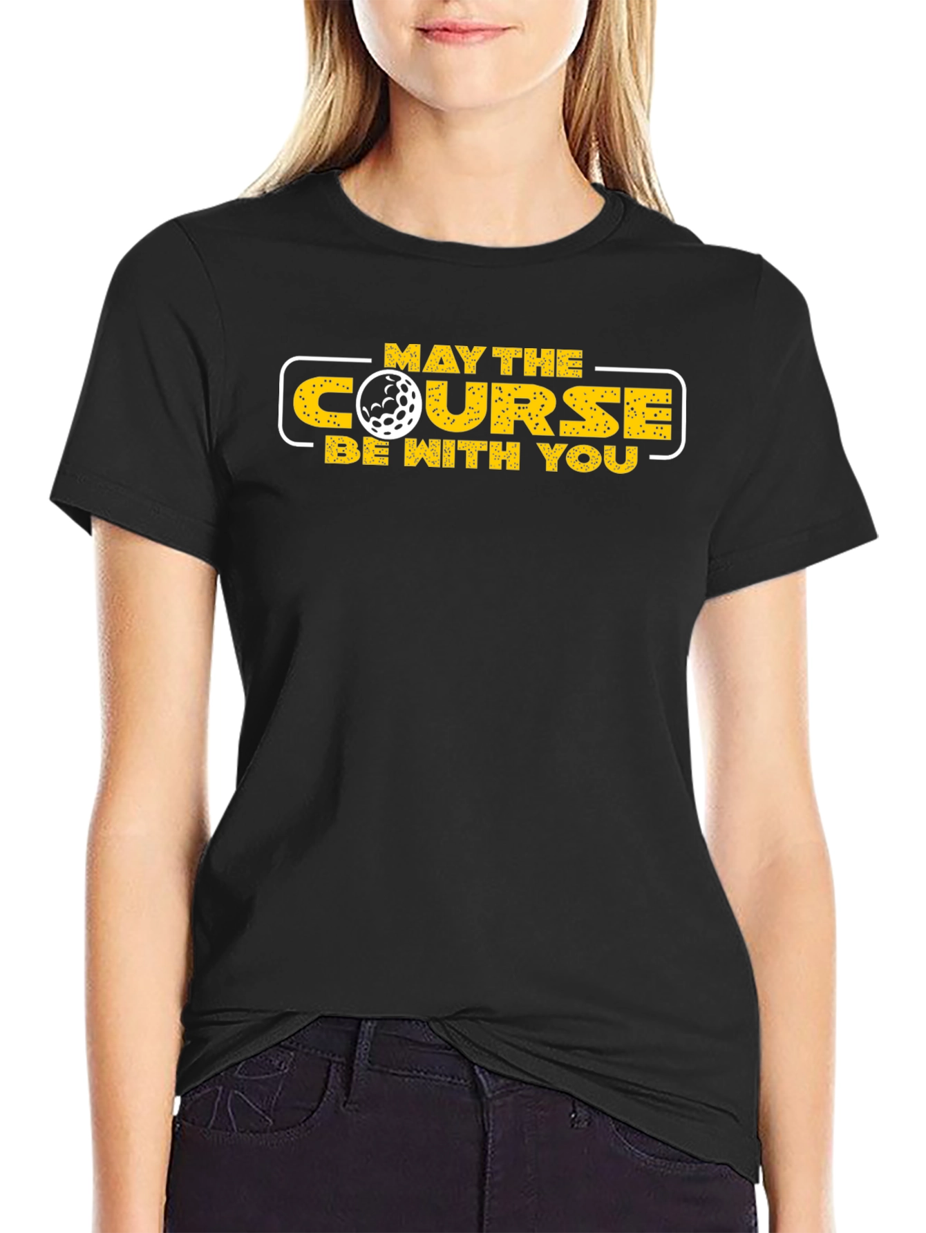 Black May The Course Be With You Golf T-Shirt view 2