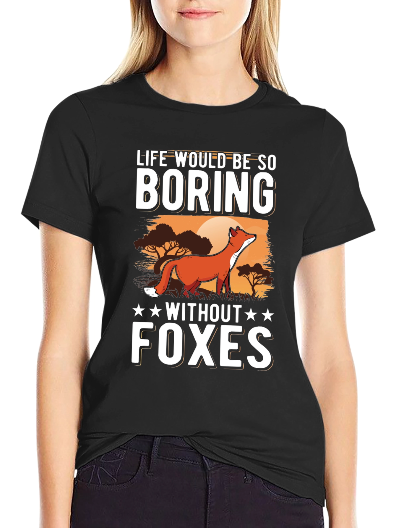 Black Life Would Be So Boring Without Foxes T-Shirt view 2