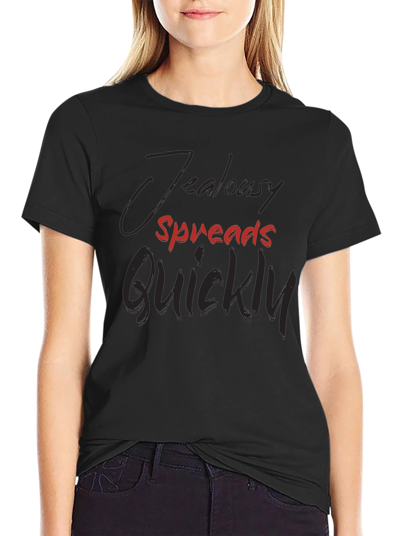 Jealousy Spreads Quickly Graphic Tee - Trendy Dark T-Shirt - 2