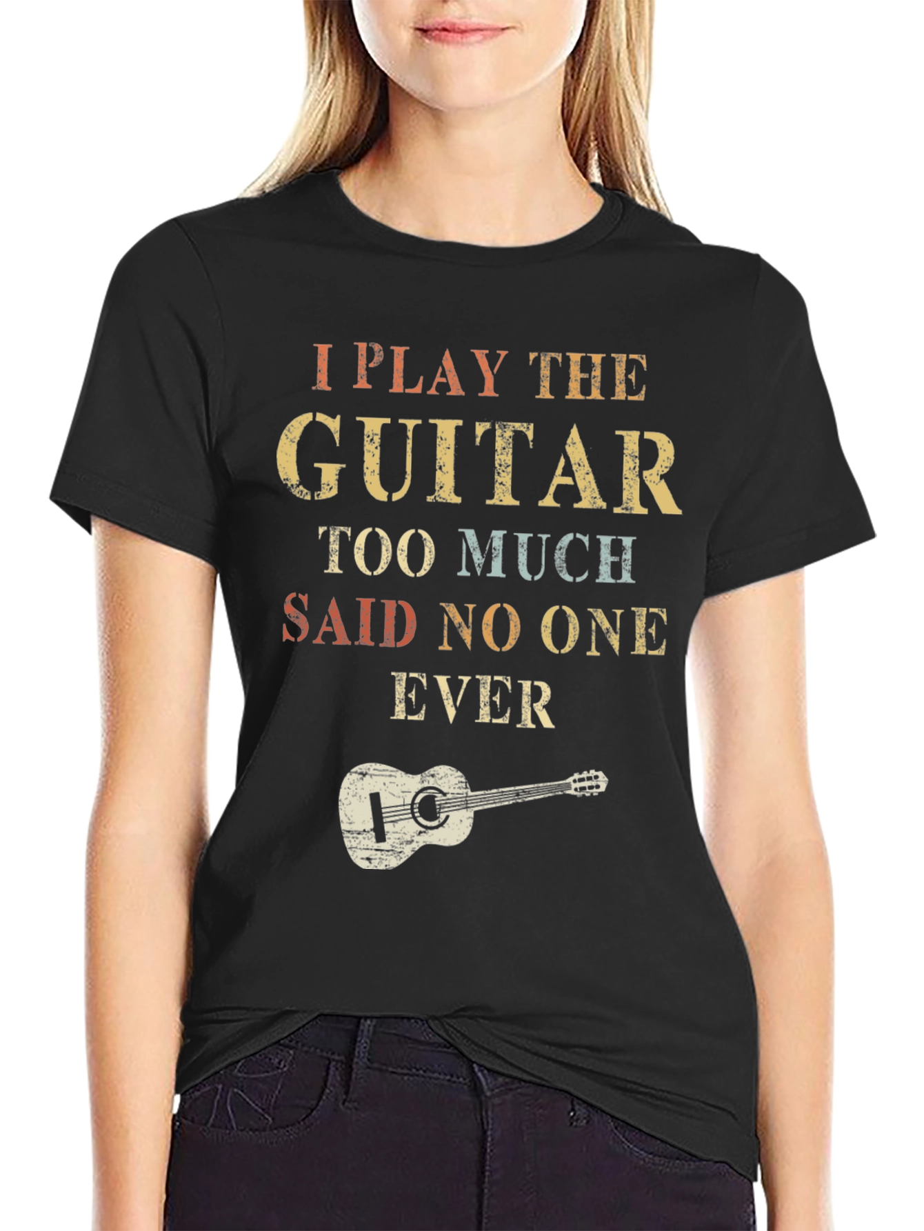 Black I Play Guitar Too Much T-Shirt view 2