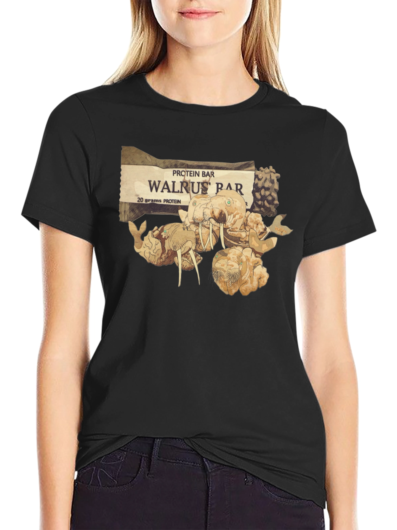 Black Walrus Bar Protein T-Shirt - Unique Graphic Tee view 2