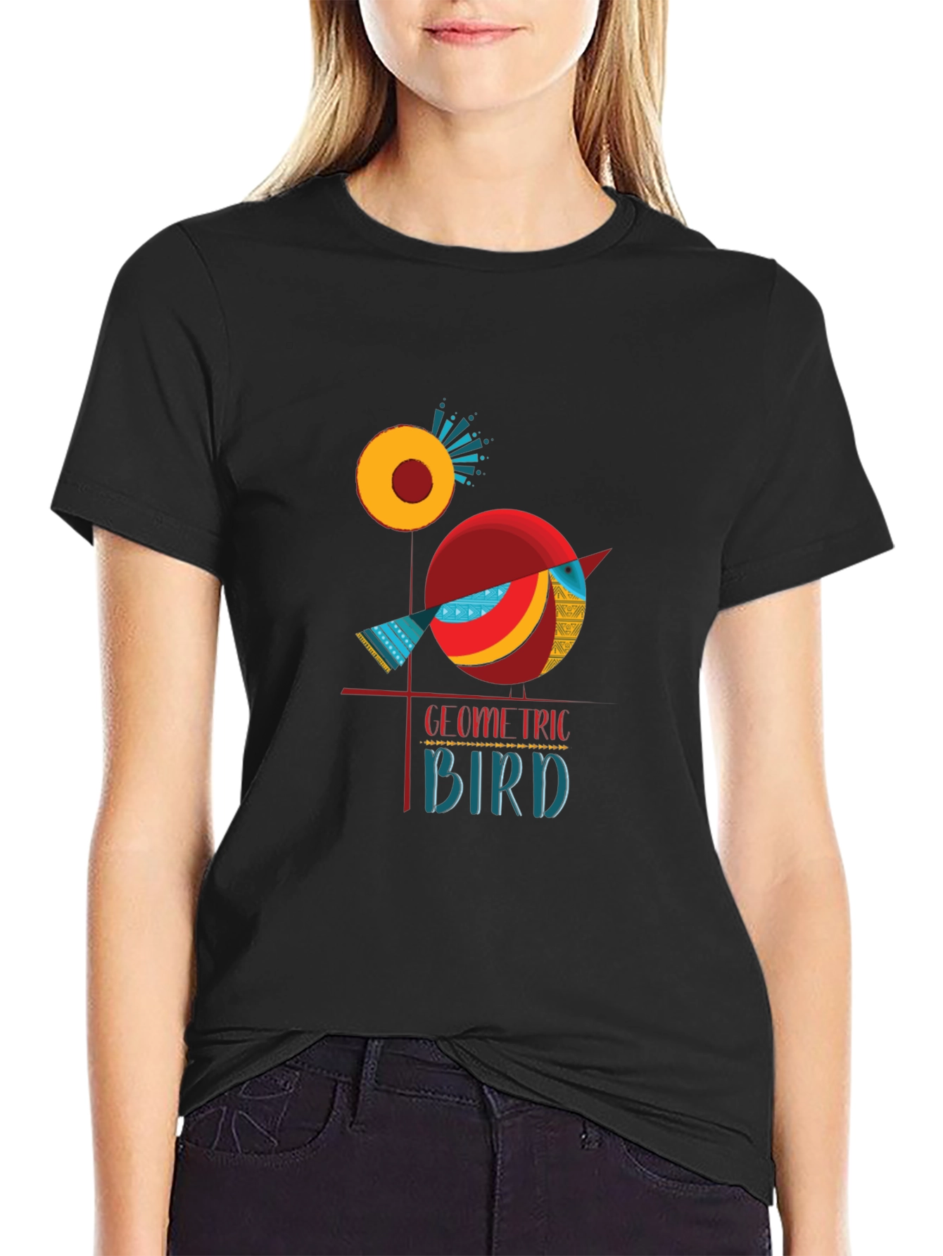 Black Geometric Bird Graphic Tee - Stylish Men's T-Shirt view 2