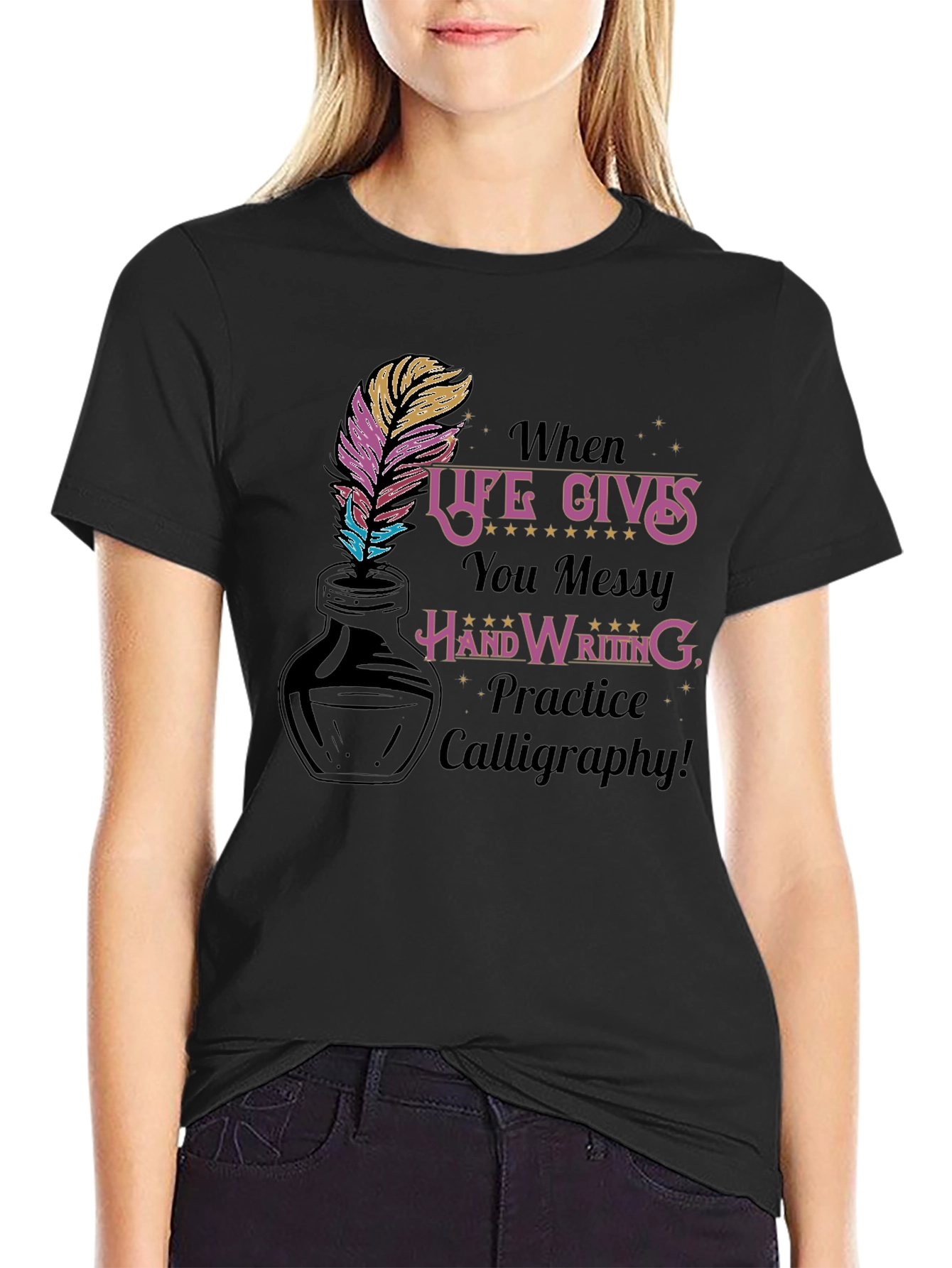 Calligraphy Practice T-Shirt - Messy Handwriting Design - 2