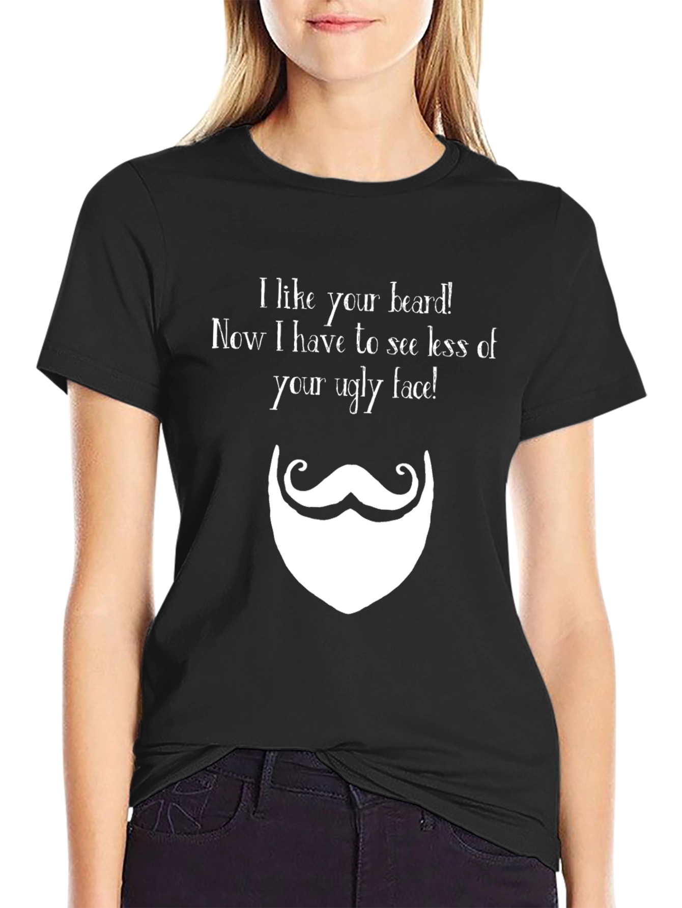 Black Funny Beard T-Shirt - I Like Your Beard view 2