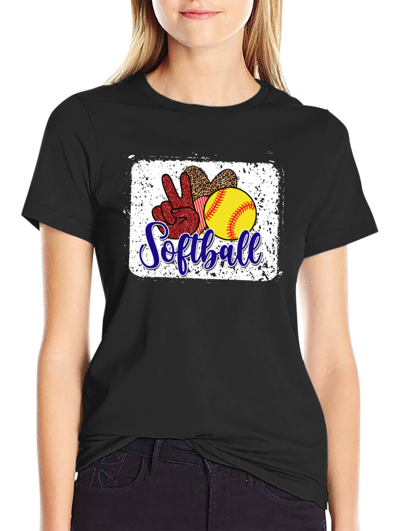 Black Softball Graphic T-Shirt view 2