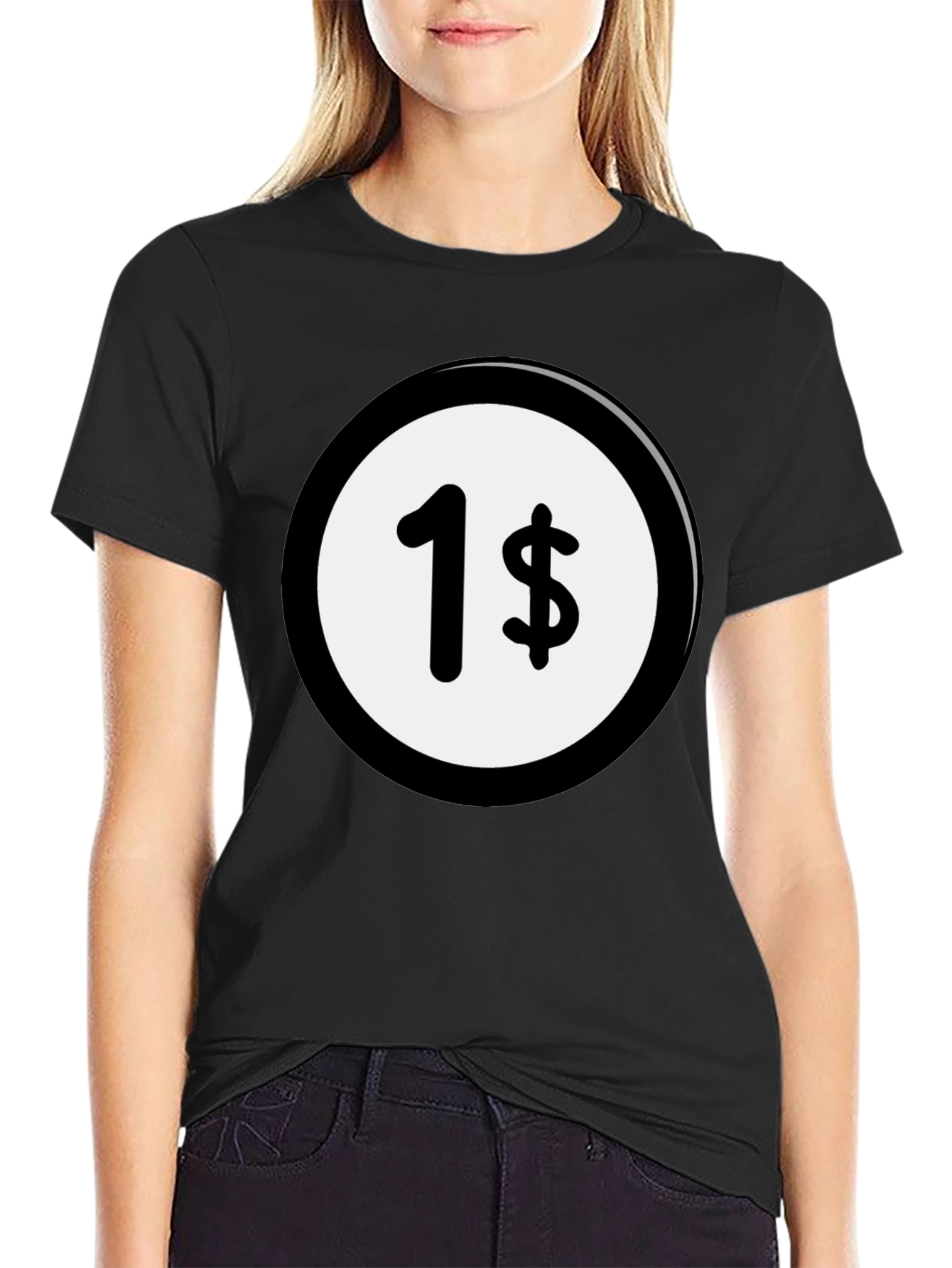 Black One Cent Graphic Tee - Black Cotton Casual Shirt view 2