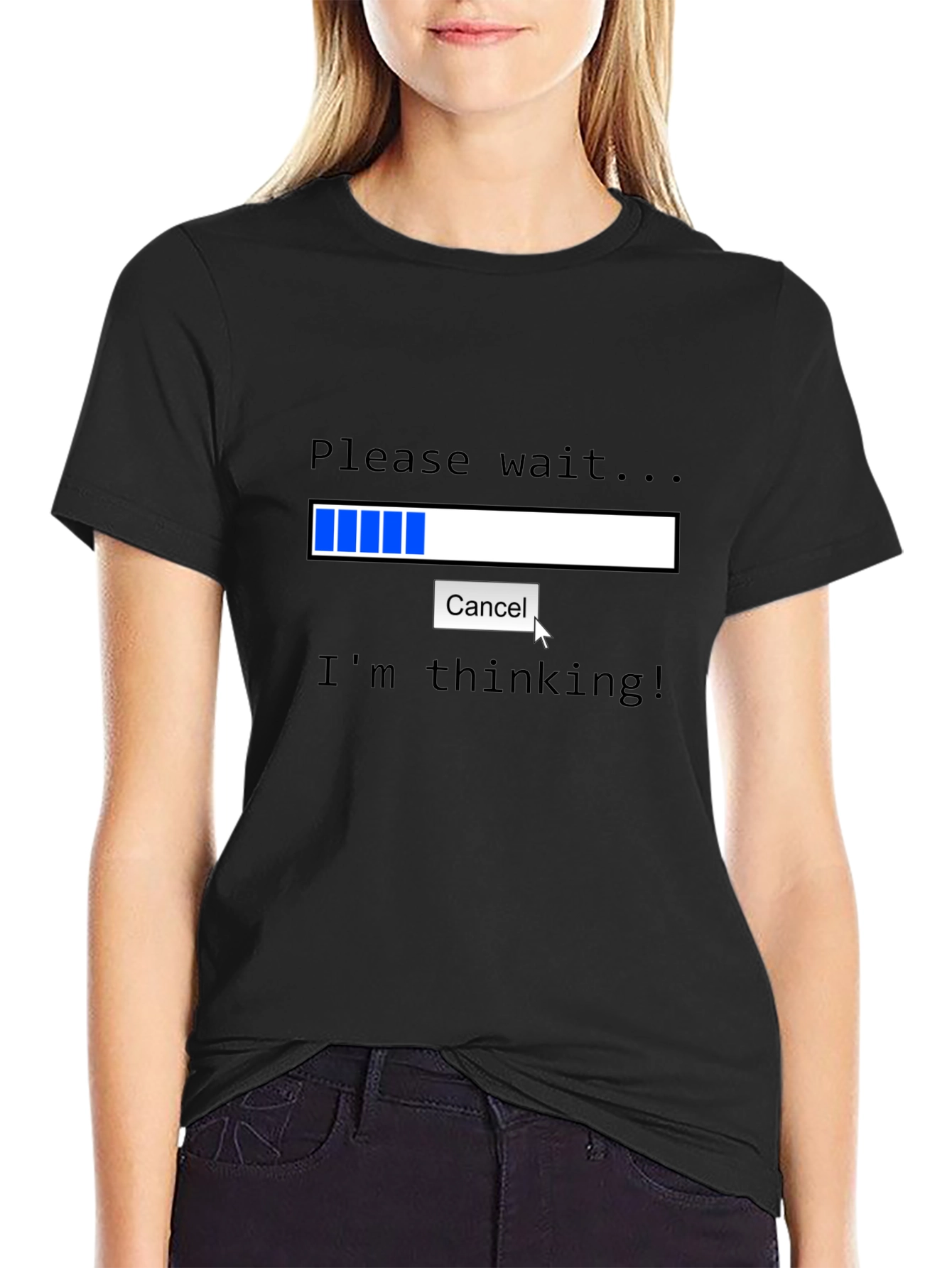 Black I'm Thinking Funny Geek T-Shirt view 2