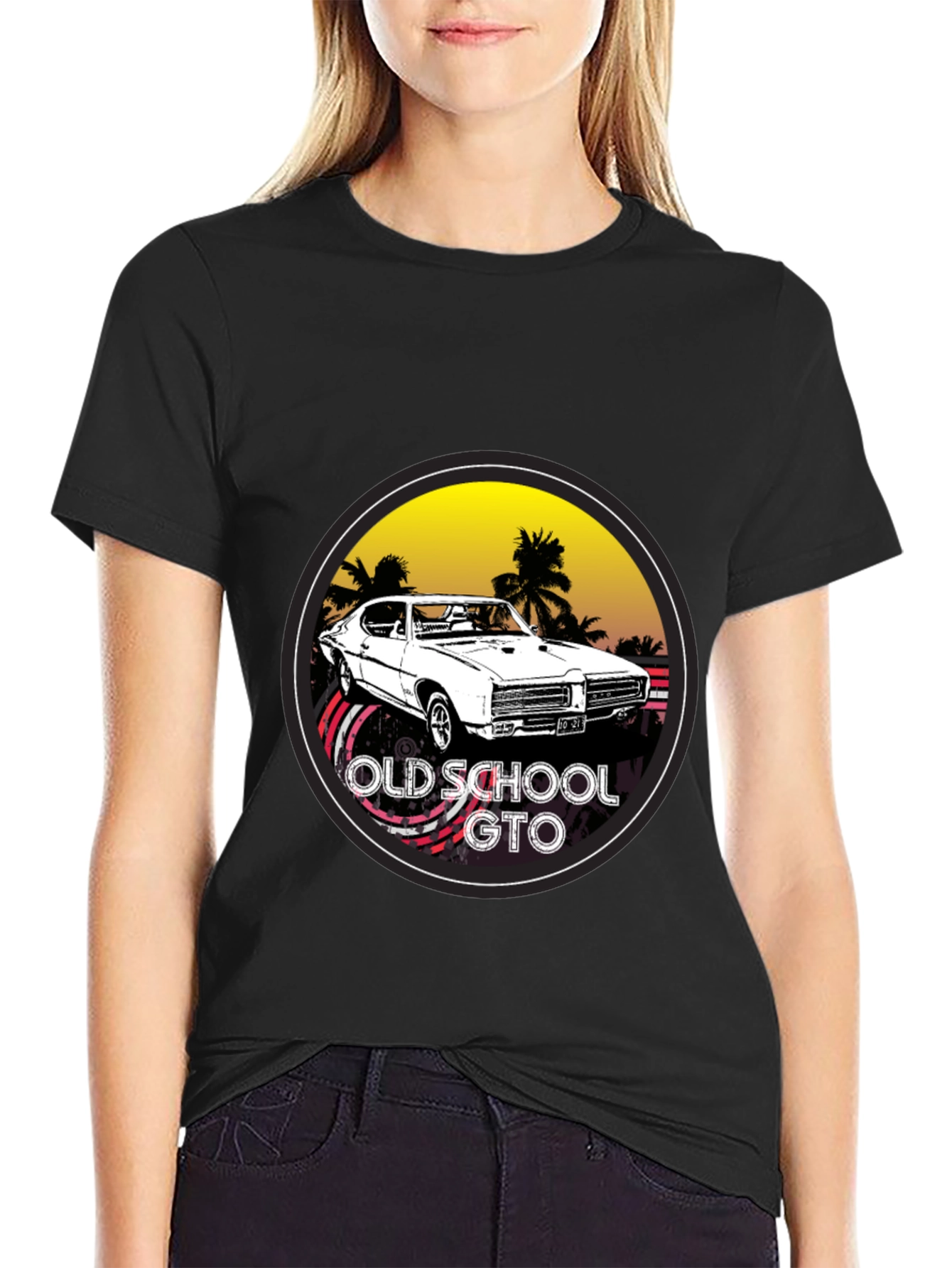 Black Old School GTO T-Shirt - Classic Car Tee view 2