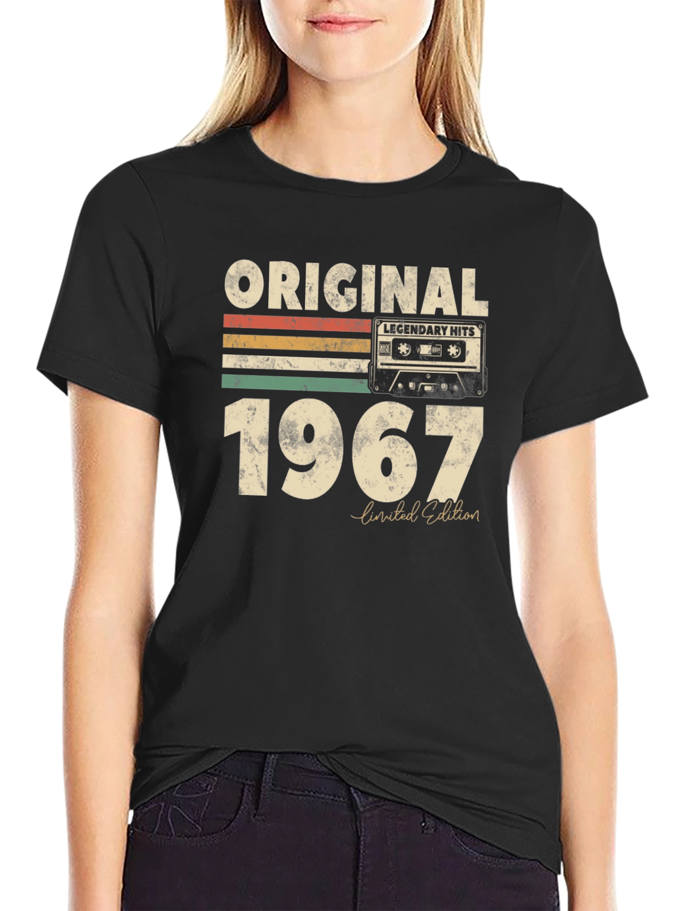 Black Original 1967 Legendary Hits Cassette Tape T-Shirt view 2