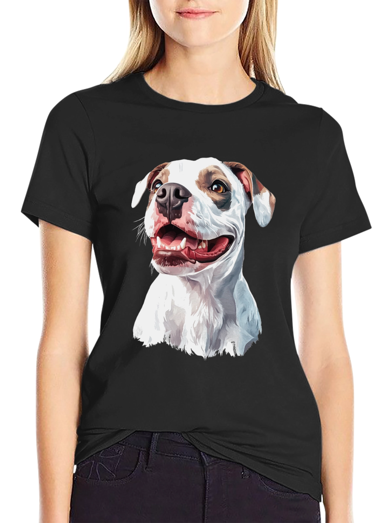 Black Dog Graphic Tee - Black Cotton Blend Casual Shirt view 2