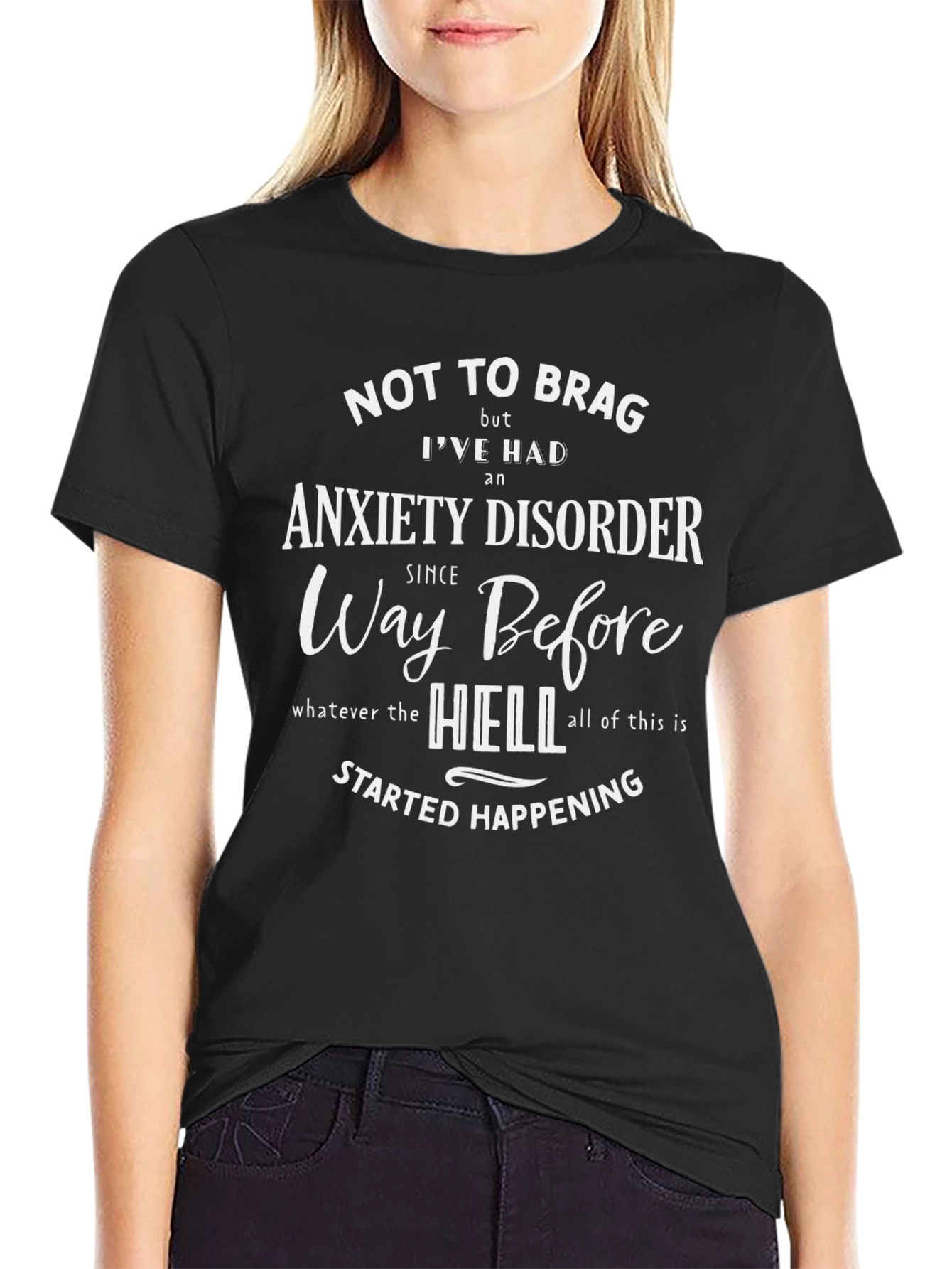 Black Anxiety Disorder Graphic Tee - 'Not to Brag' view 2