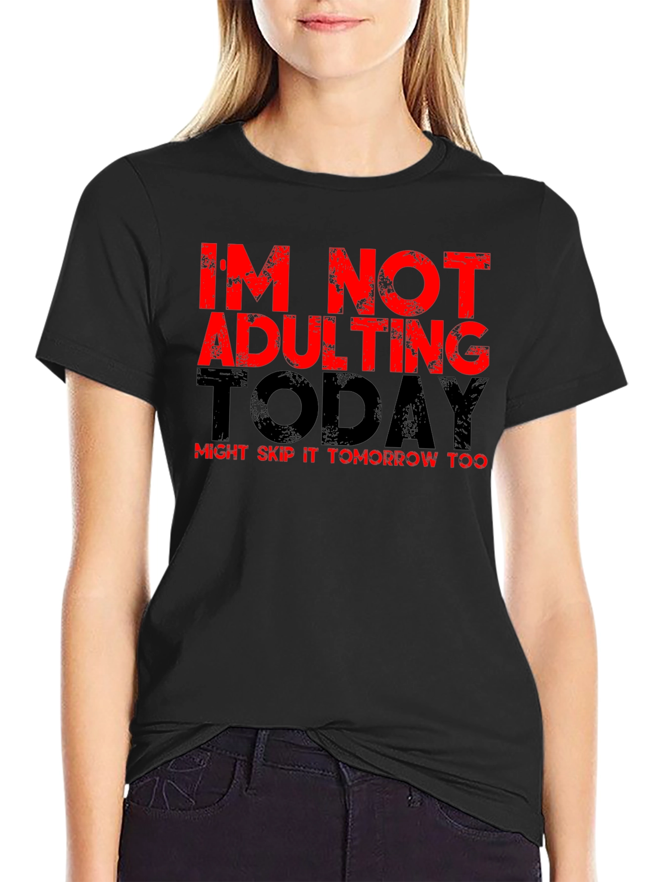 Black I'm Not Adulting Today Graphic Tee view 2