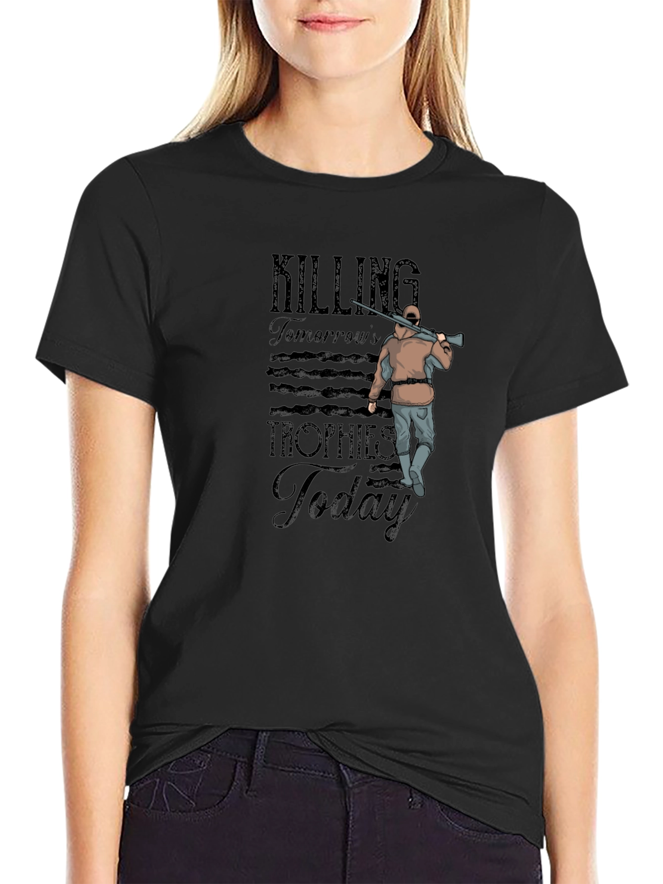 Black Hunting T-Shirt: Killing Tomorrow's Trophies Today view 2