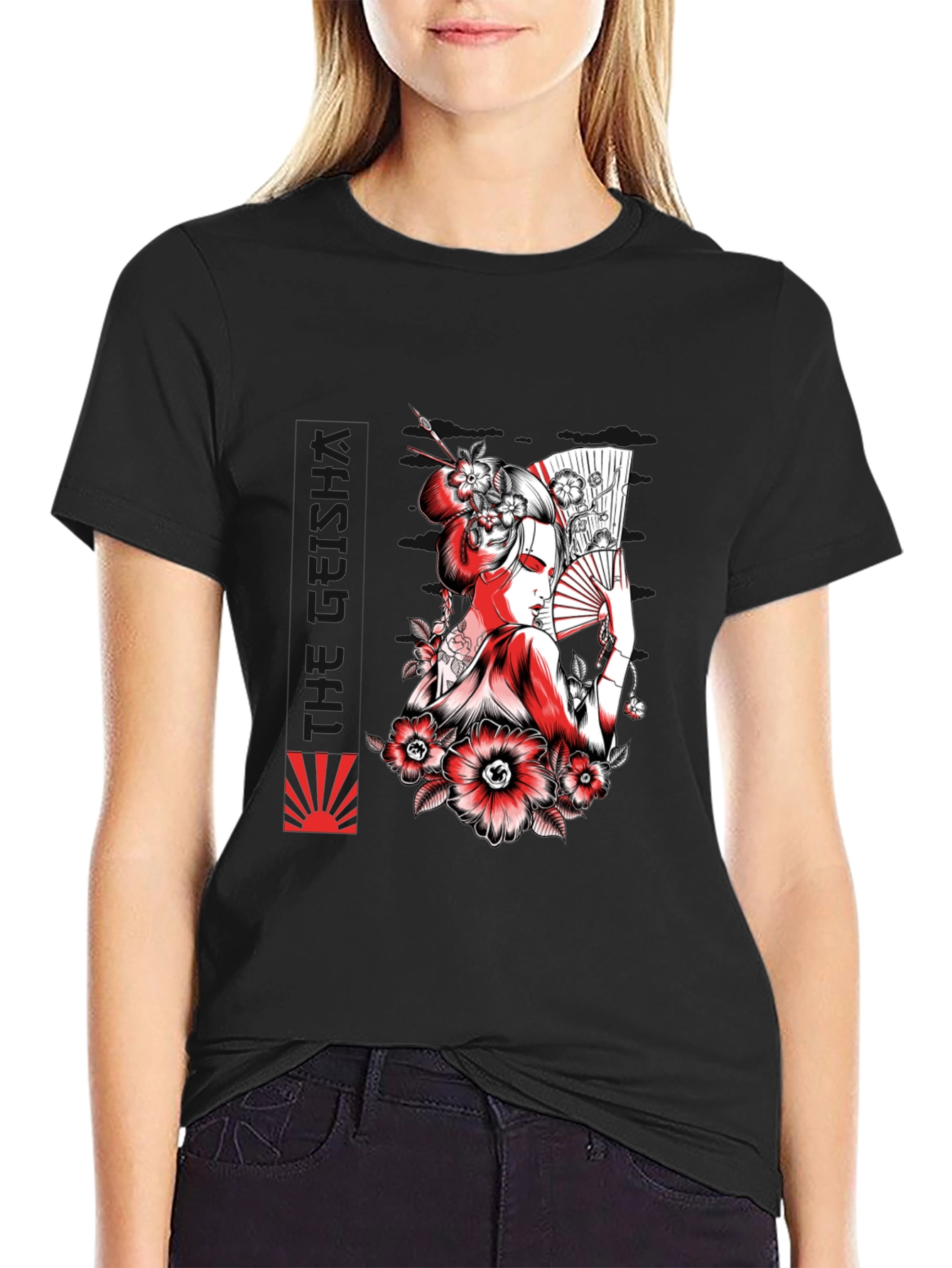 Black Geisha Art Graphic Tee - Black view 2