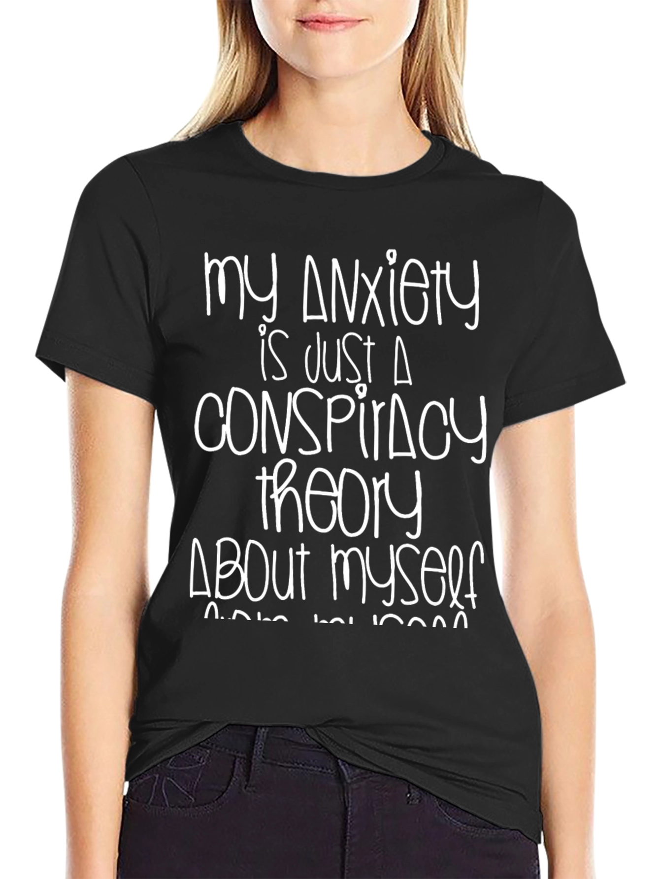 Black Anxiety Conspiracy Theory Graphic Tee view 2