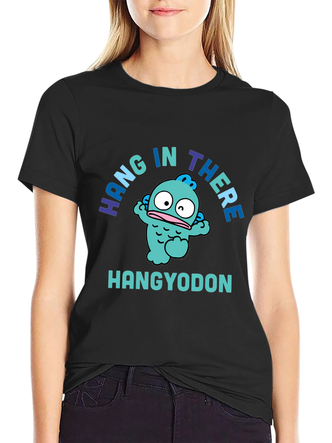 Black Hangyodon Graphic Tee - Cute & Funny Sanrio T-Shirt view 2