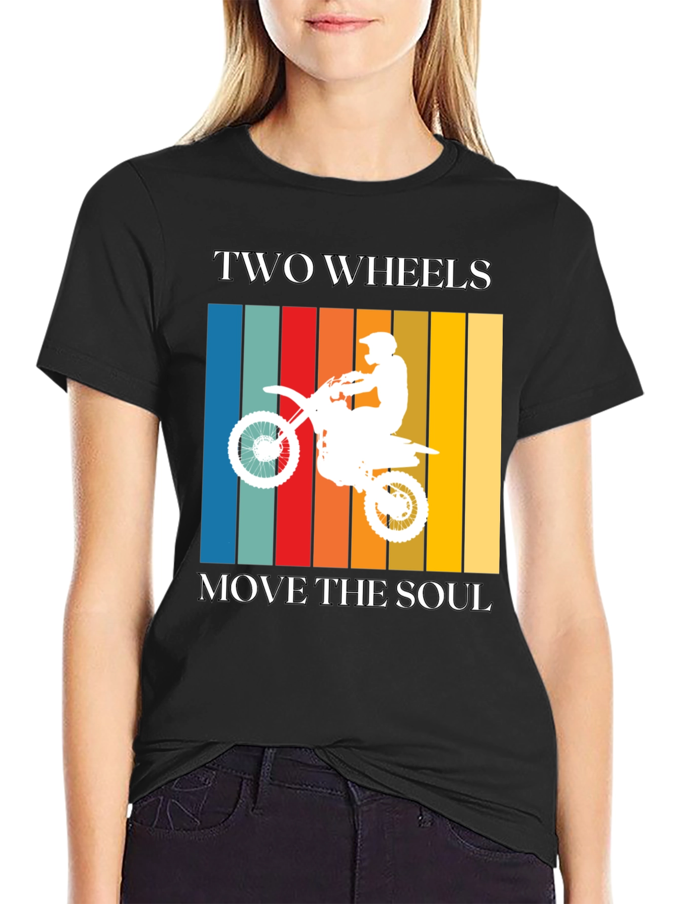 Black Two Wheels Move the Soul Graphic Tee view 2