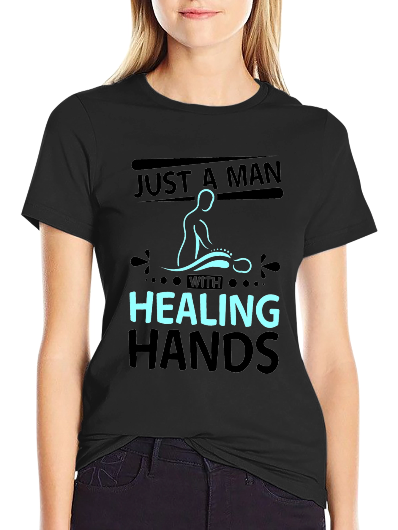 Black Healing Hands Massage Therapist Graphic Tee view 2