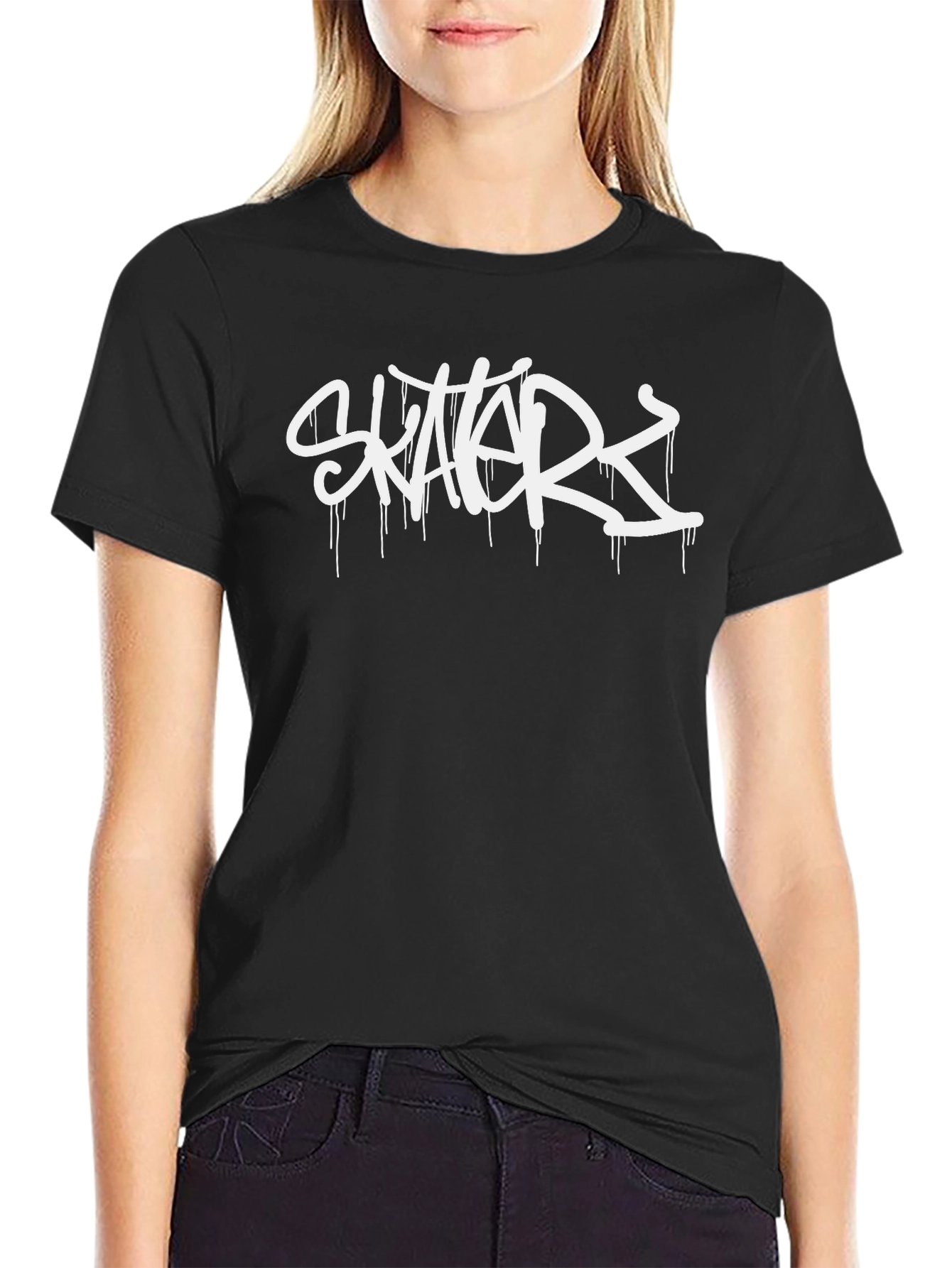 Black Skaterz Graphic Tee - Black Cotton Crew Neck view 2