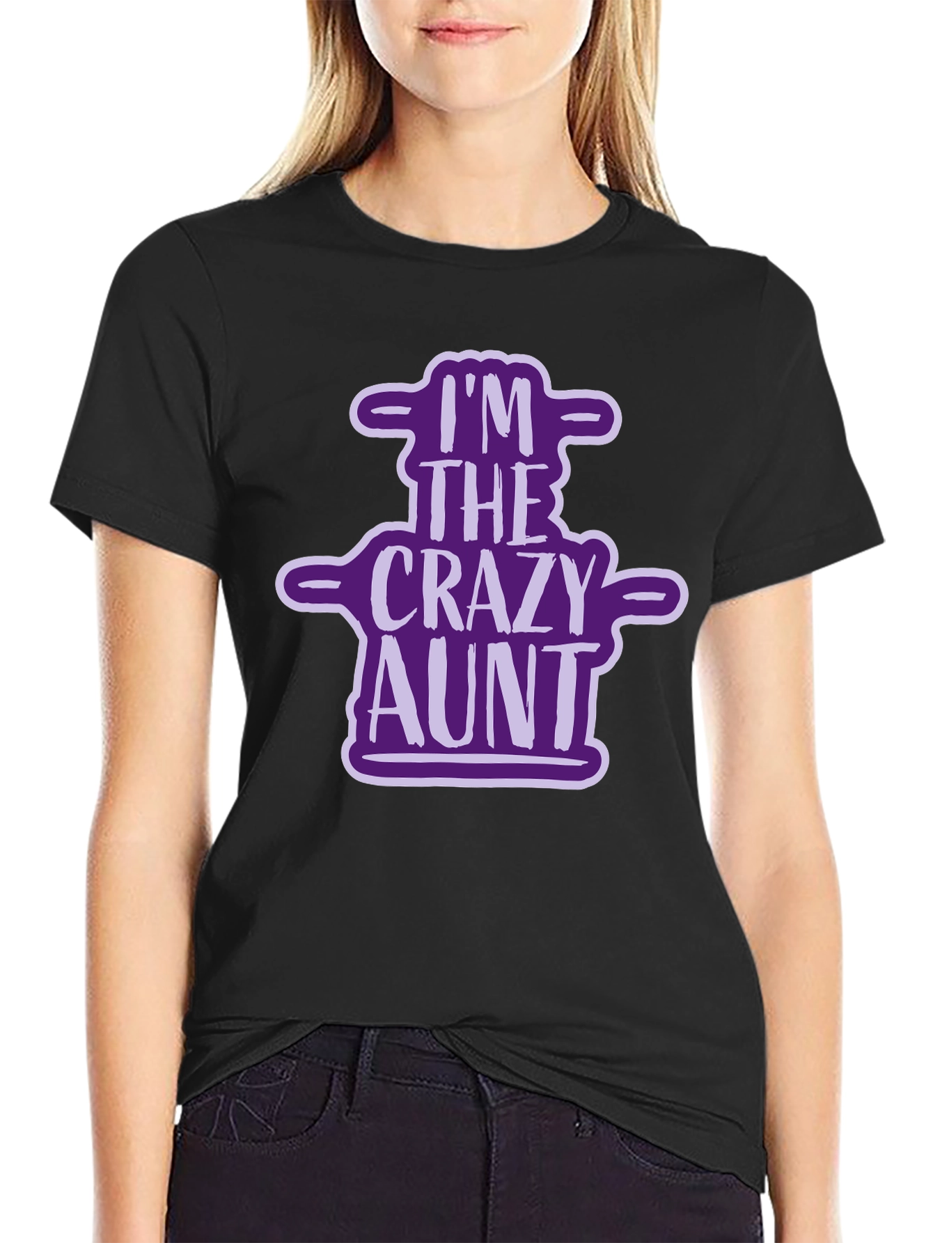 Black Crazy Aunt Graphic Tee - Novelty T-Shirt view 2