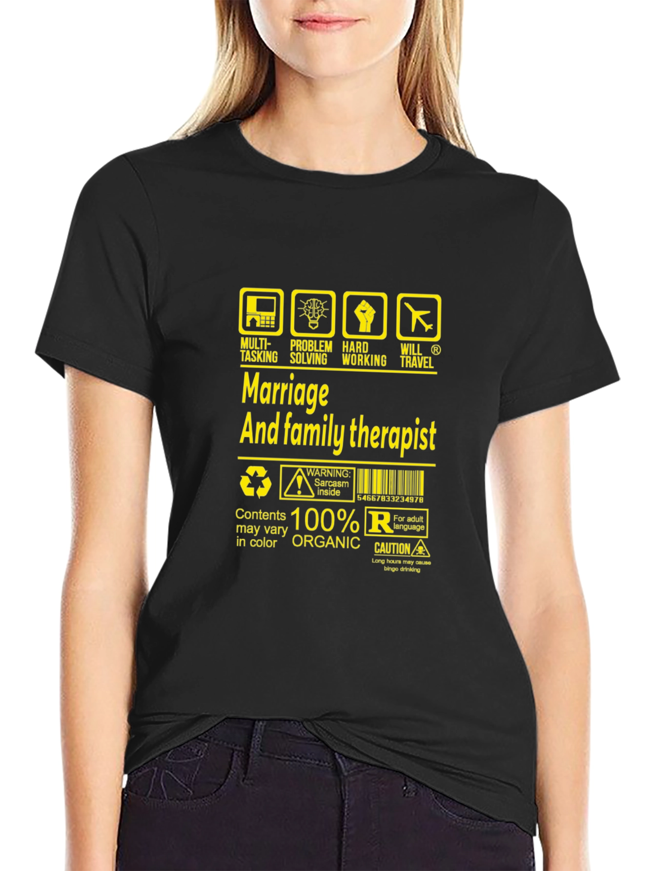 Black Marriage & Family Therapist Humor T-Shirt view 2
