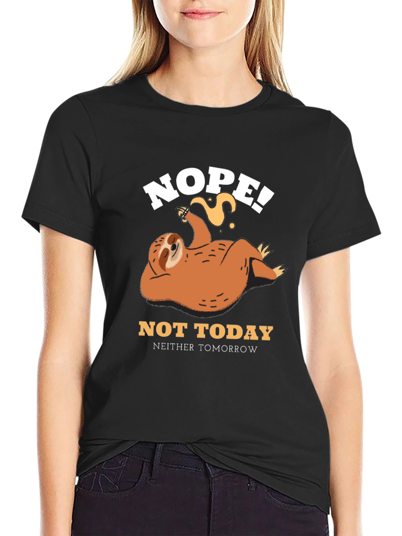 Black Nope, Not Today Sloth Graphic Tee view 2