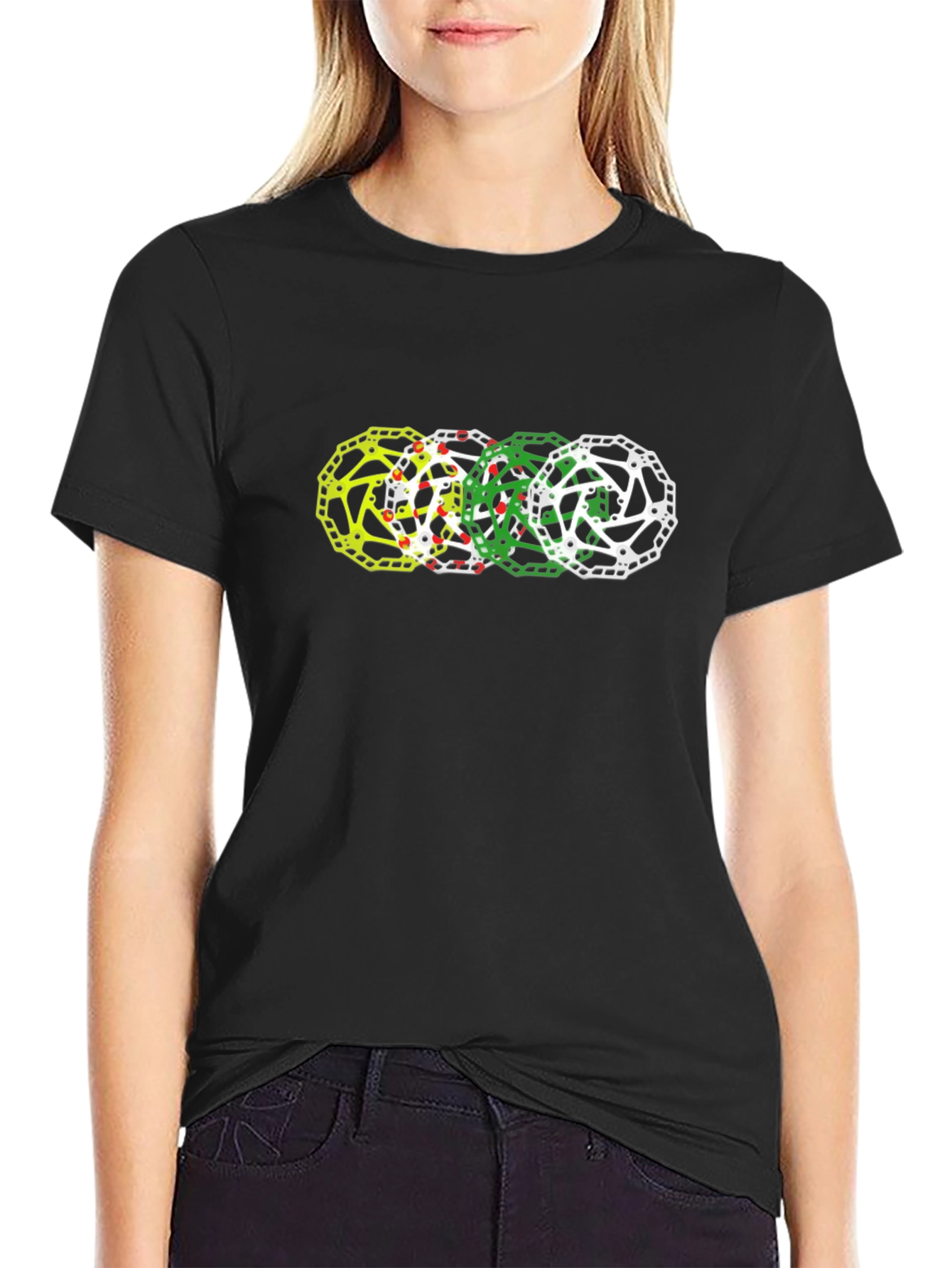 Black Mountain Bike Rotor Graphic Tee - Cycling Enthusiast Apparel view 2