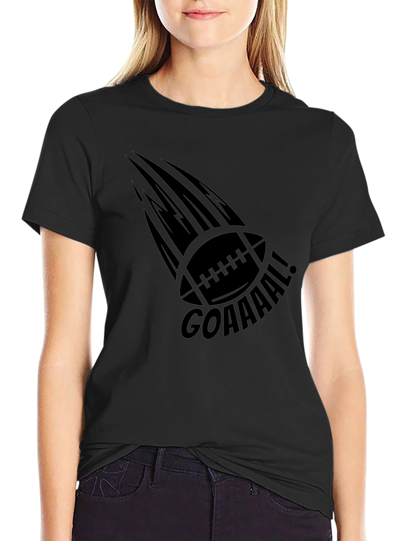 Black GOAAAL Football Graphic Tee - Black view 2