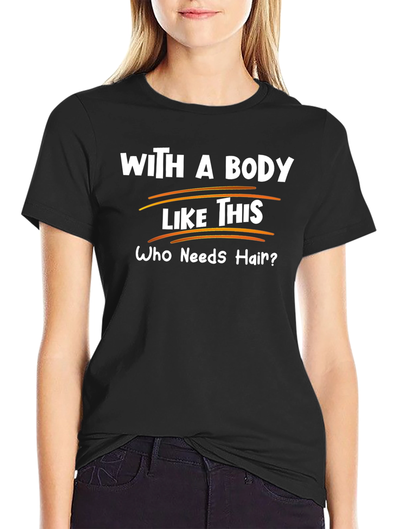 Black Funny Bald Body T-Shirt view 2