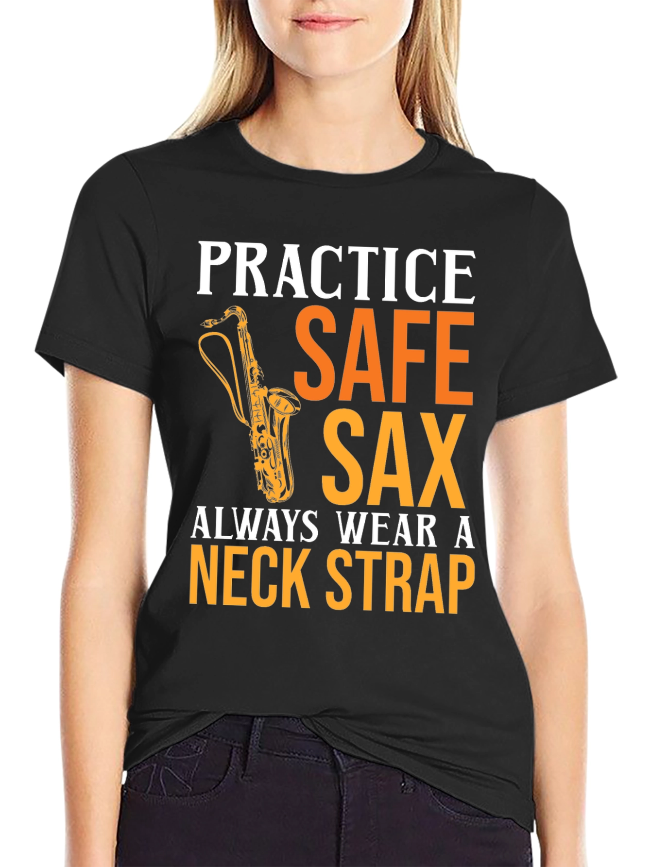 Black Practice Safe Sax T-Shirt - Musician Apparel view 2
