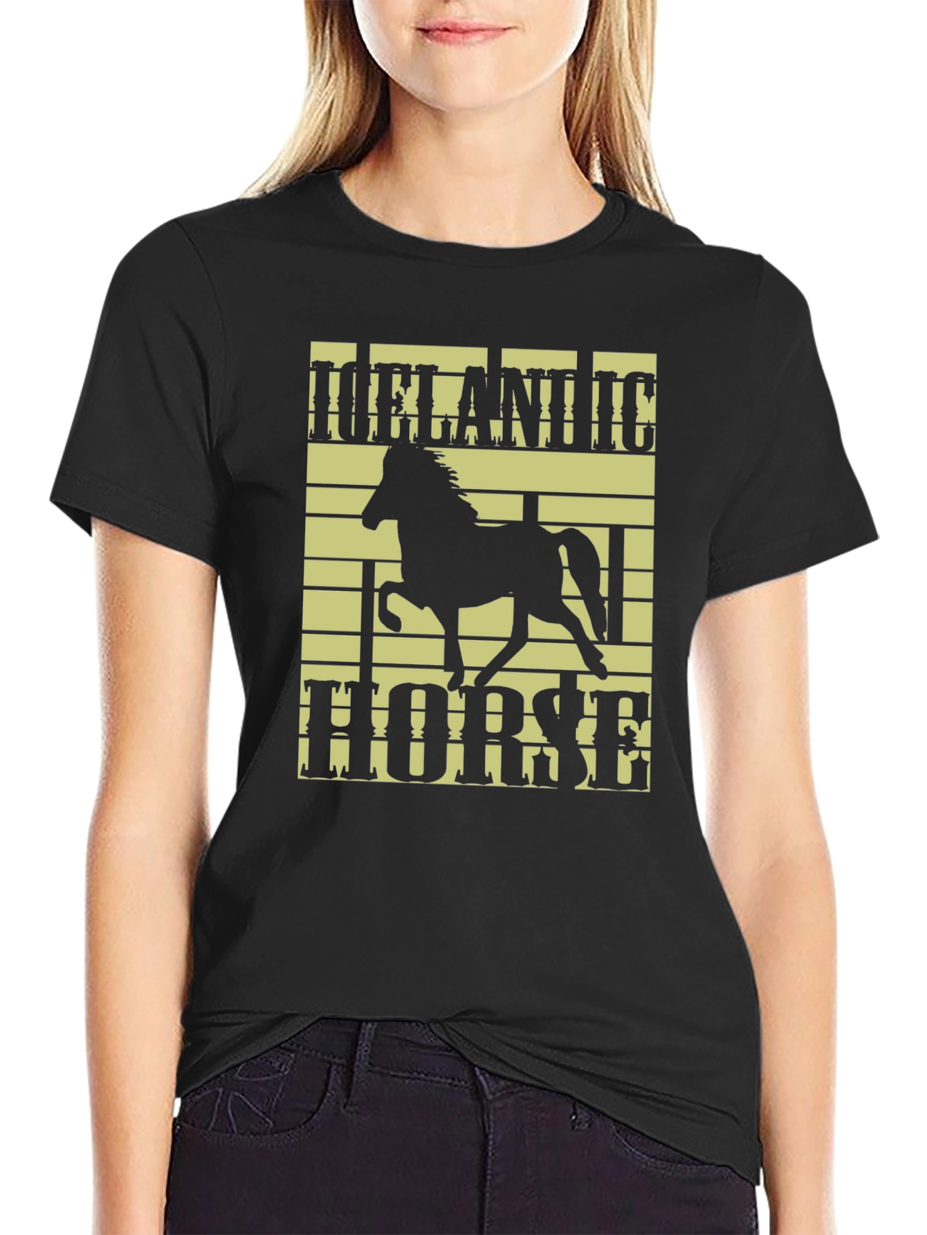 Black Icelandic Horse Graphic Tee - Stylish Comfort view 2