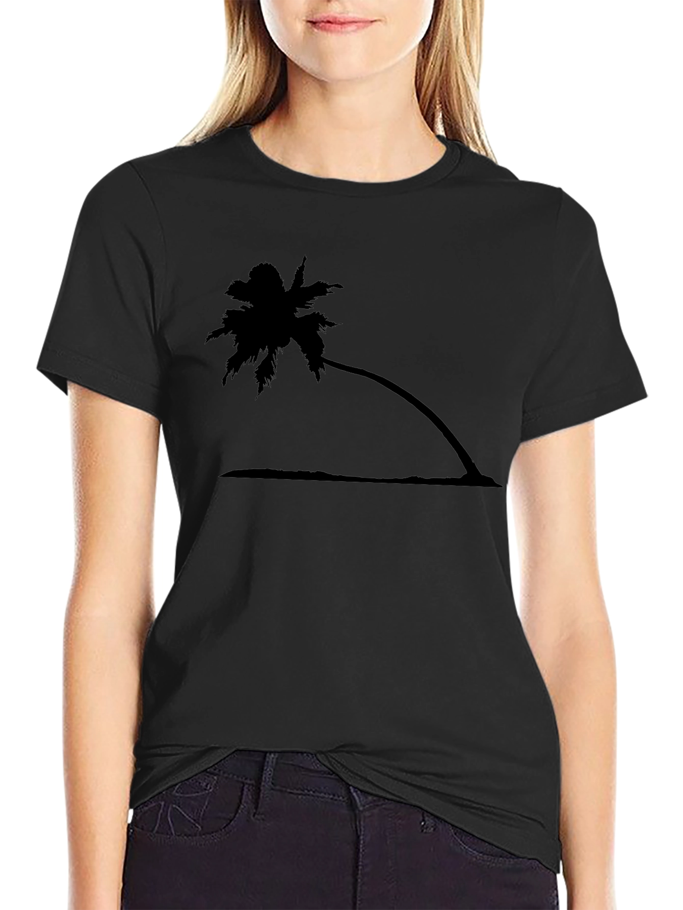 Tropical Palm Tree Graphic Tee - Black Cotton T-Shirt - 2