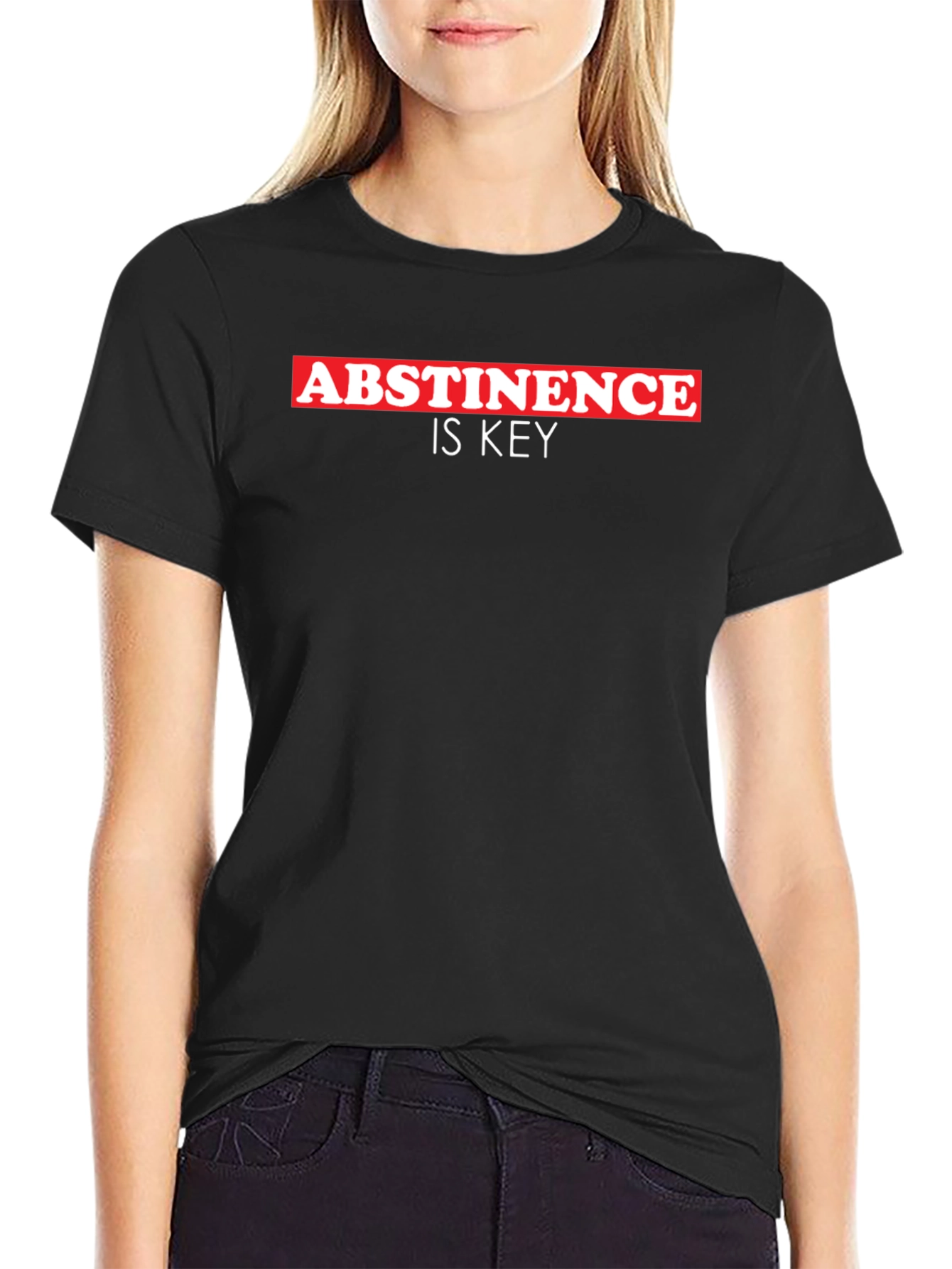 Black Abstinence is Key Black T-Shirt view 2