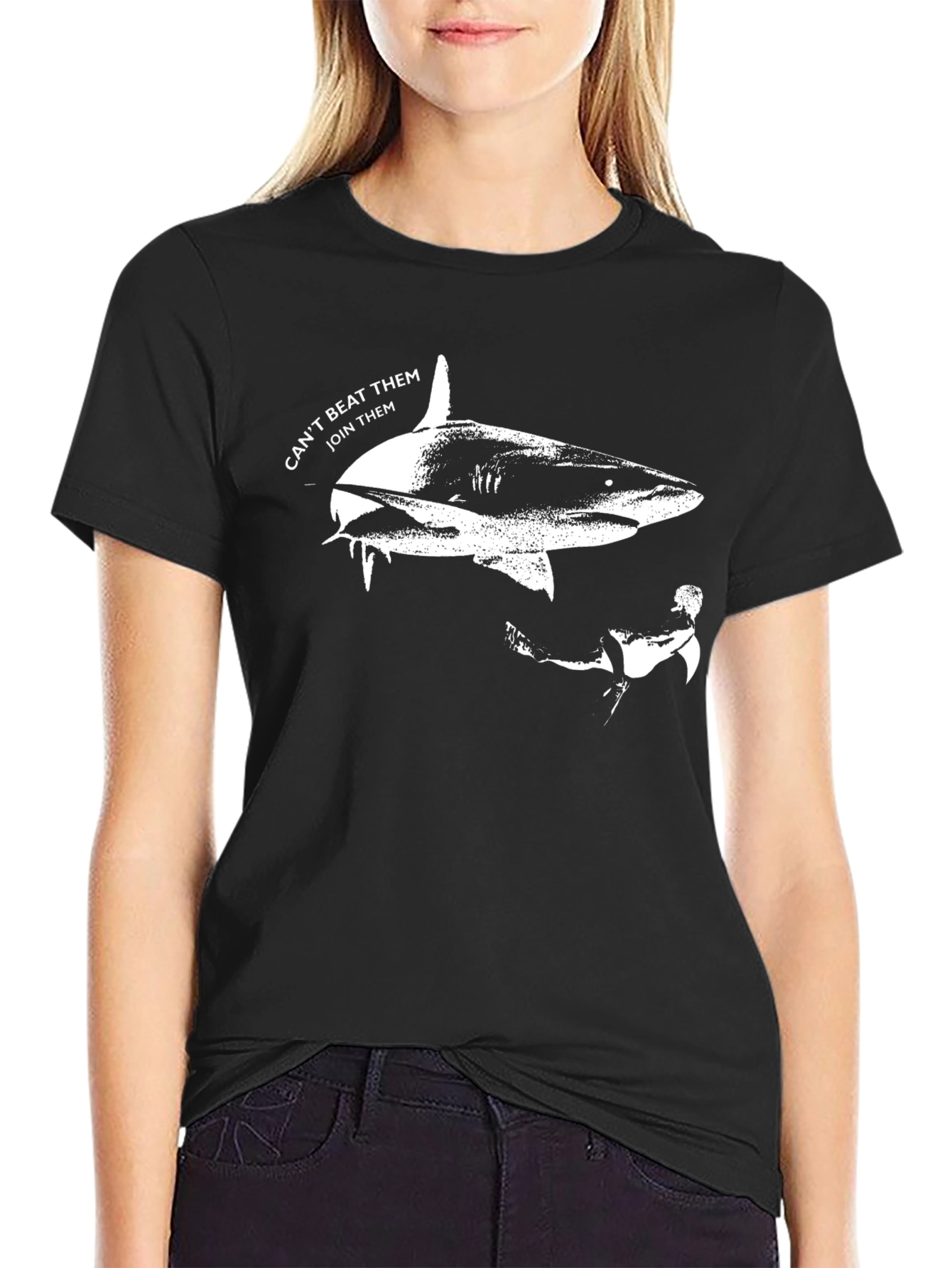 Black Shark Graphic T-Shirt: Can't Beat Them, Join Them view 2