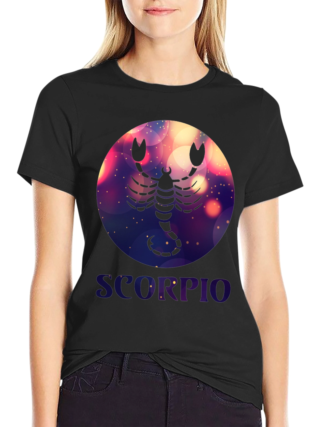 Black Scorpio Zodiac Graphic T-Shirt - Black Cotton Blend view 2