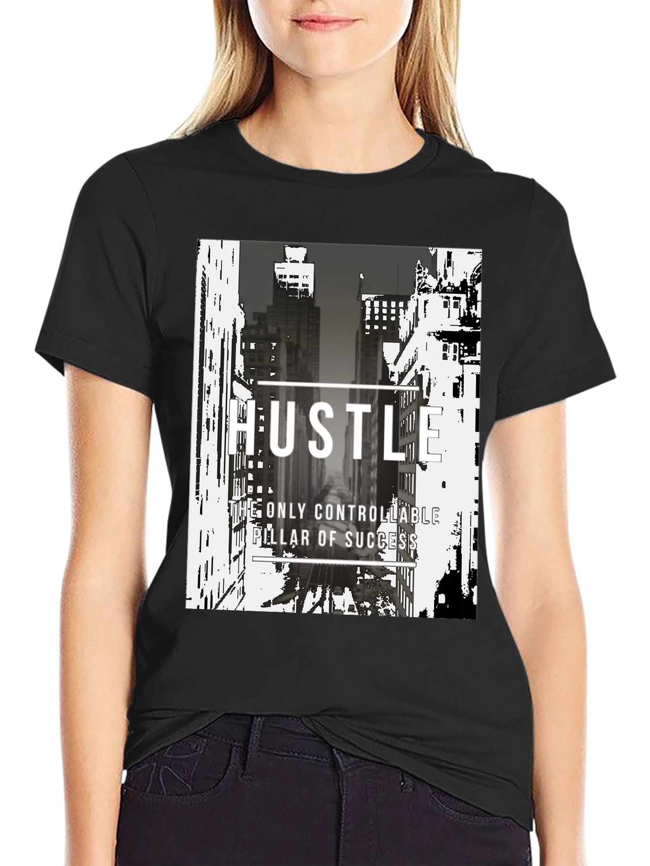 Black Hustle Graphic T-Shirt - Motivational Streetwear view 2