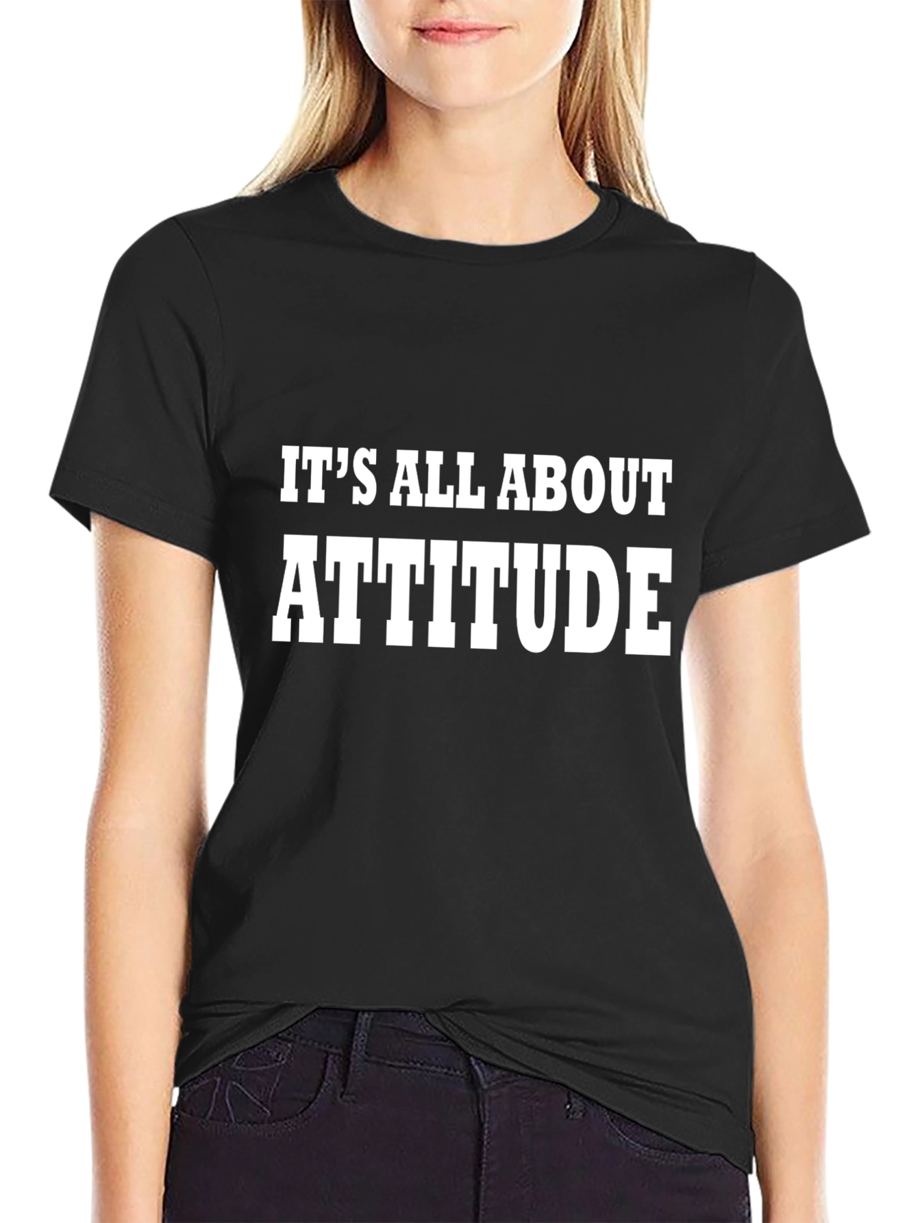 Black Attitude T-Shirt, Mens Black Tee view 2