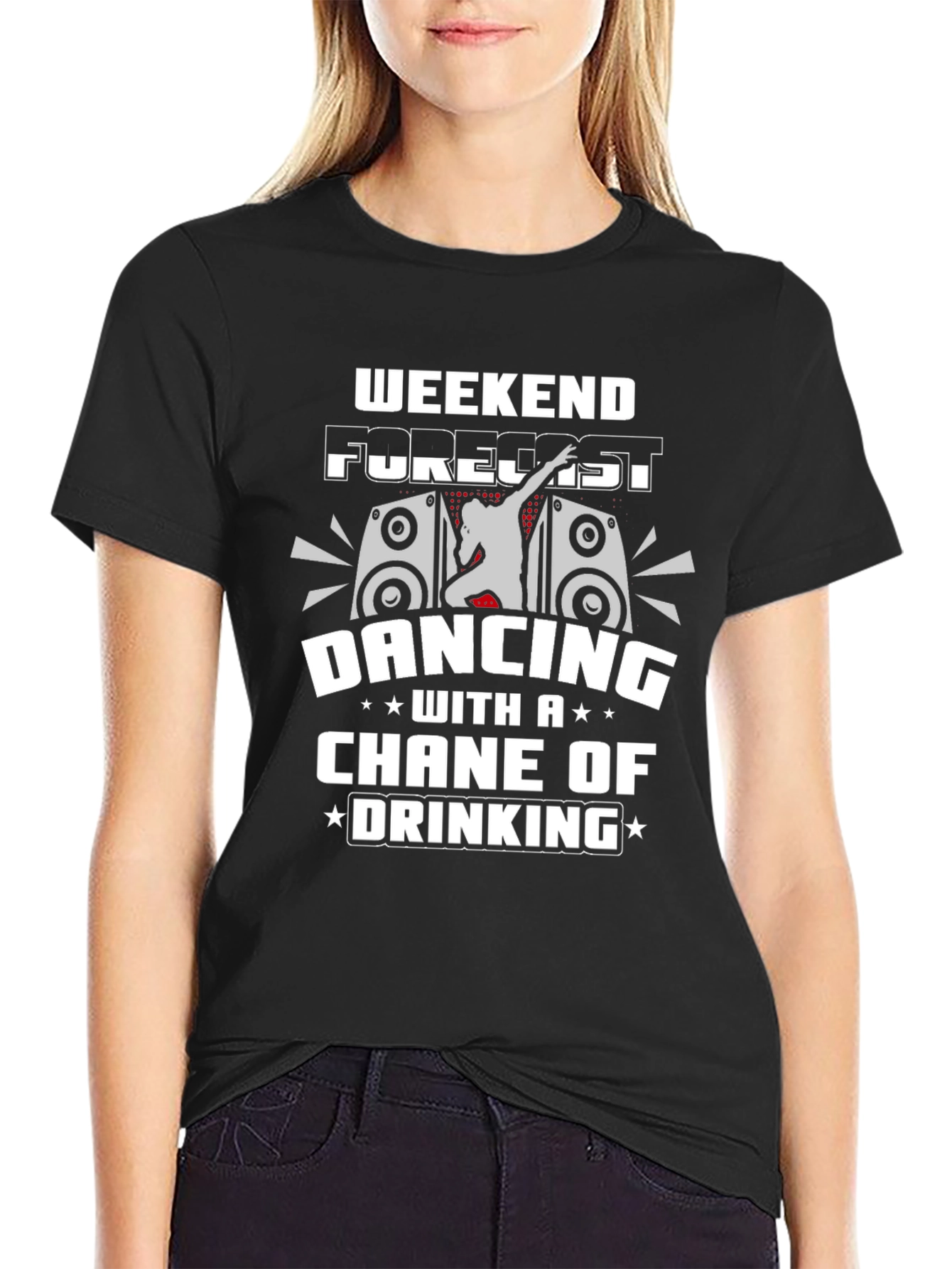 Black Weekend Forecast Dancing and Drinking T-Shirt view 2