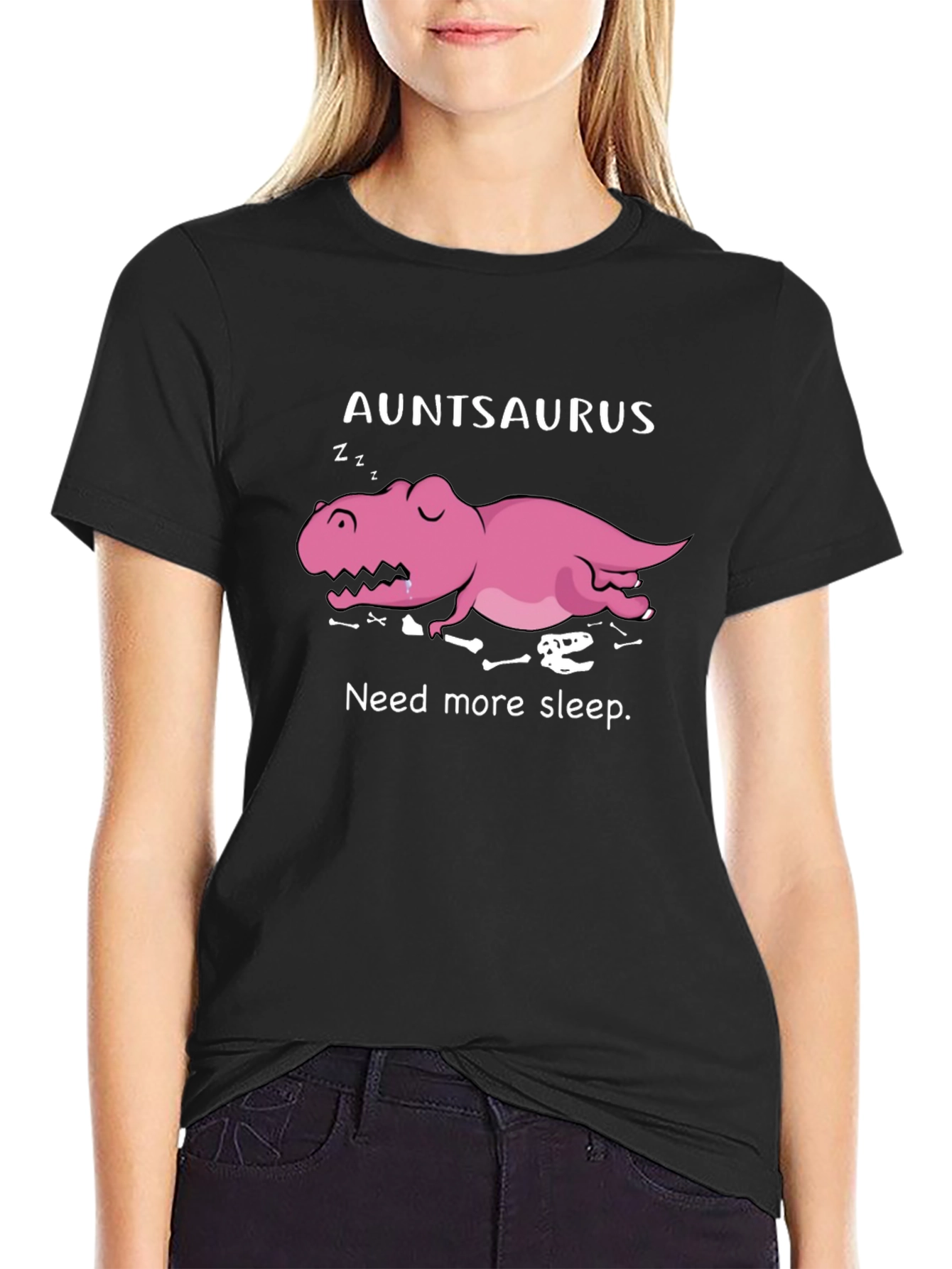 Black Auntsaurus T-Shirt - Need More Sleep Tee view 2