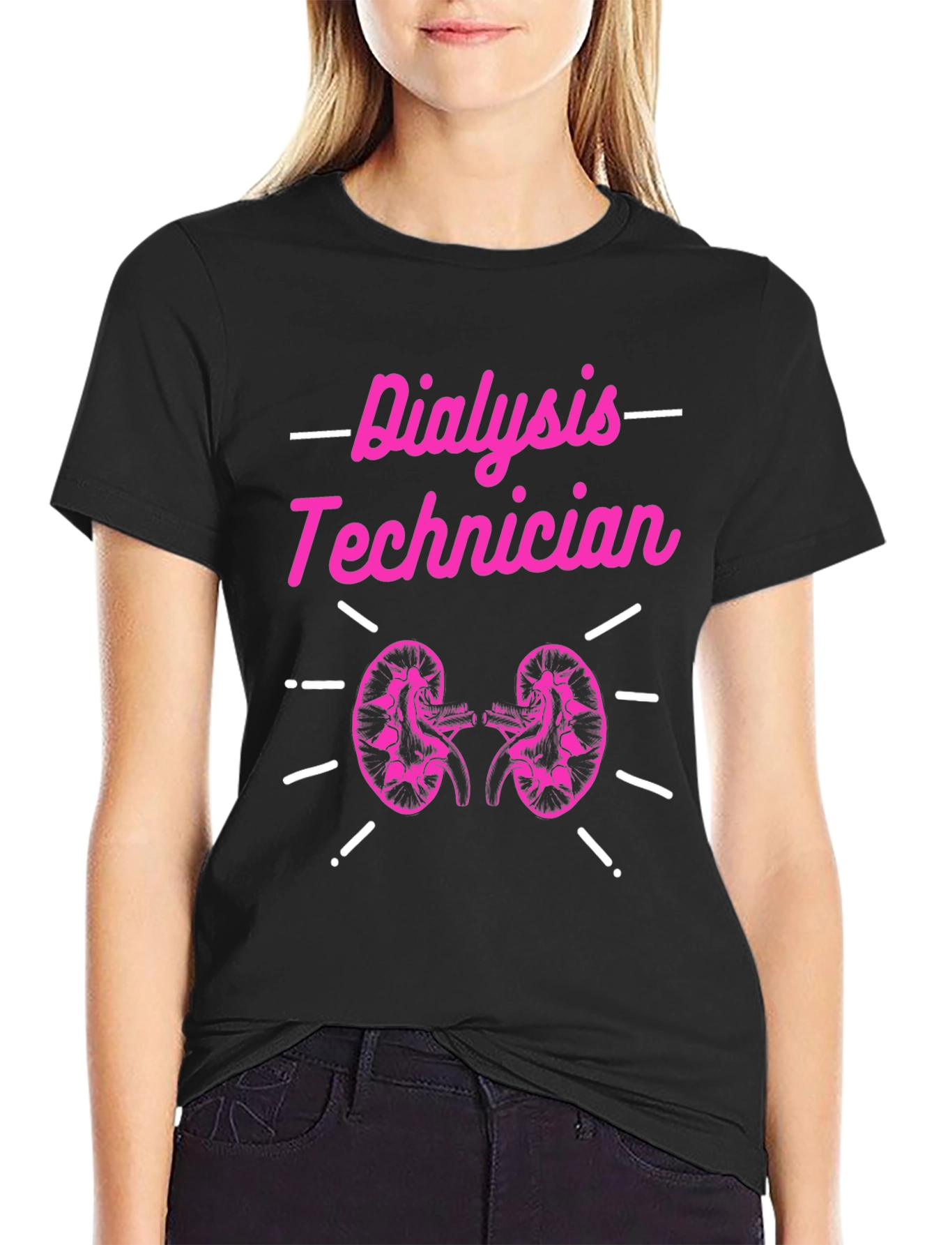 Dialysis Technician Graphic T-Shirt, Pink Print - 2