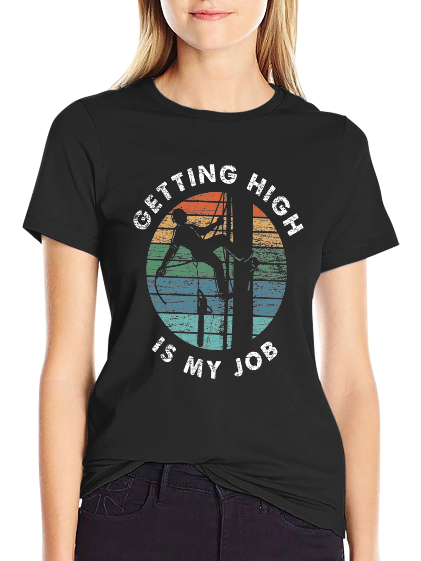 Black Getting High Is My Job Black T-Shirt view 2