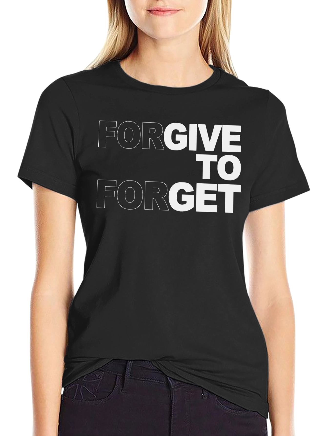 Black Forgive to Forget Graphic T-Shirt view 2