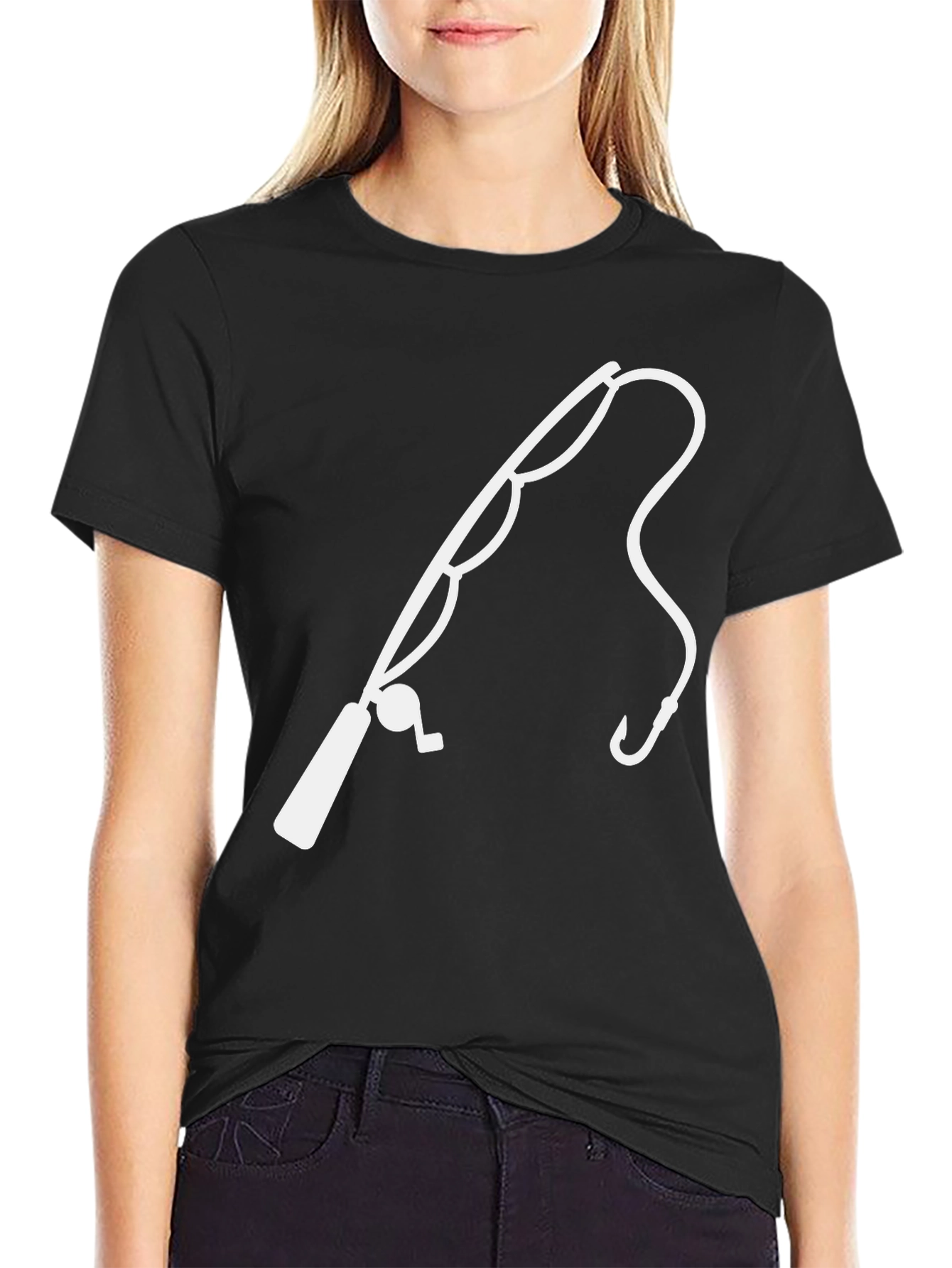 Black Fishing Pole Graphic Tee - Black view 2