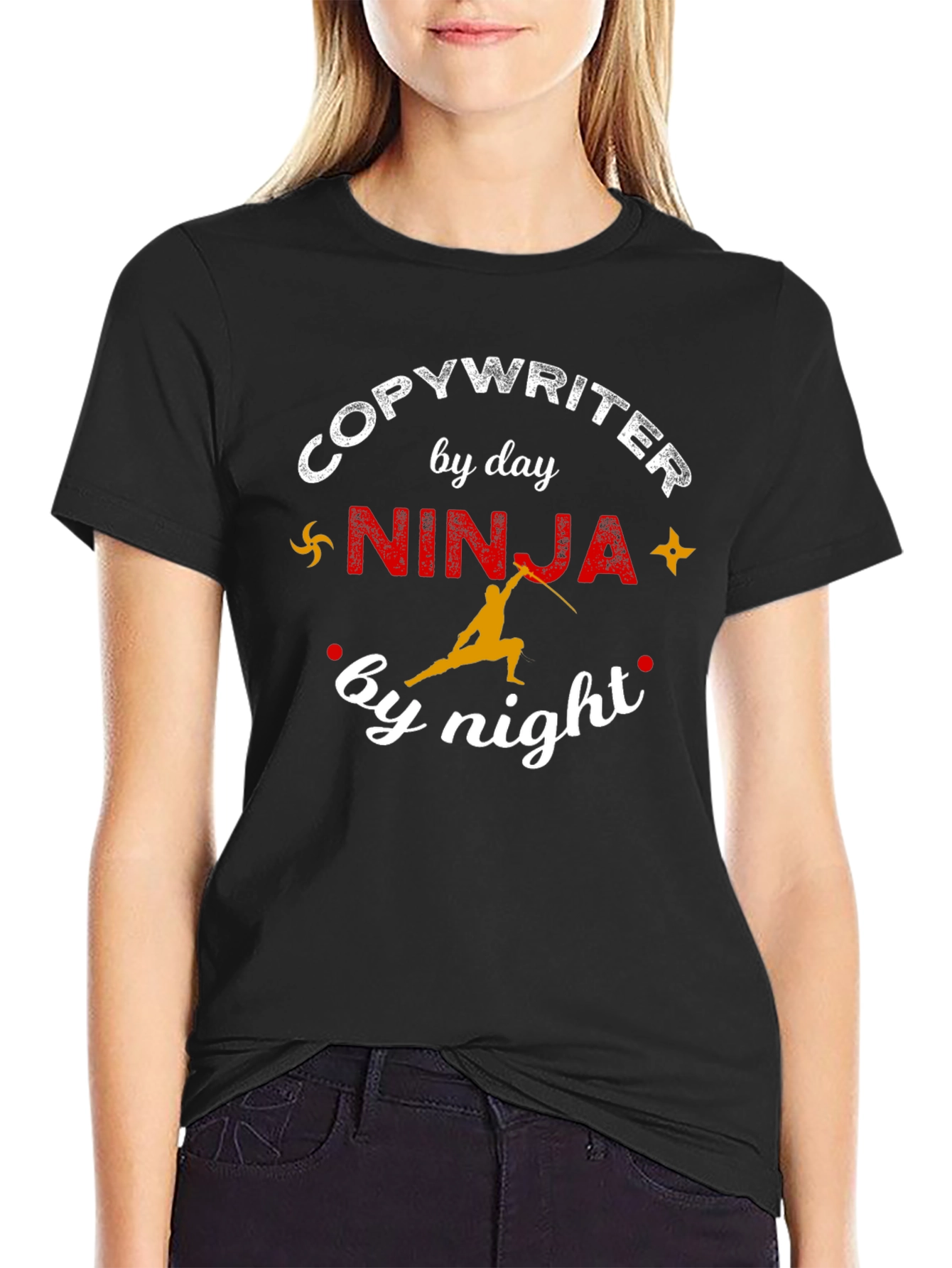 Black Copywriter Ninja T-Shirt Funny Writer Gift view 2