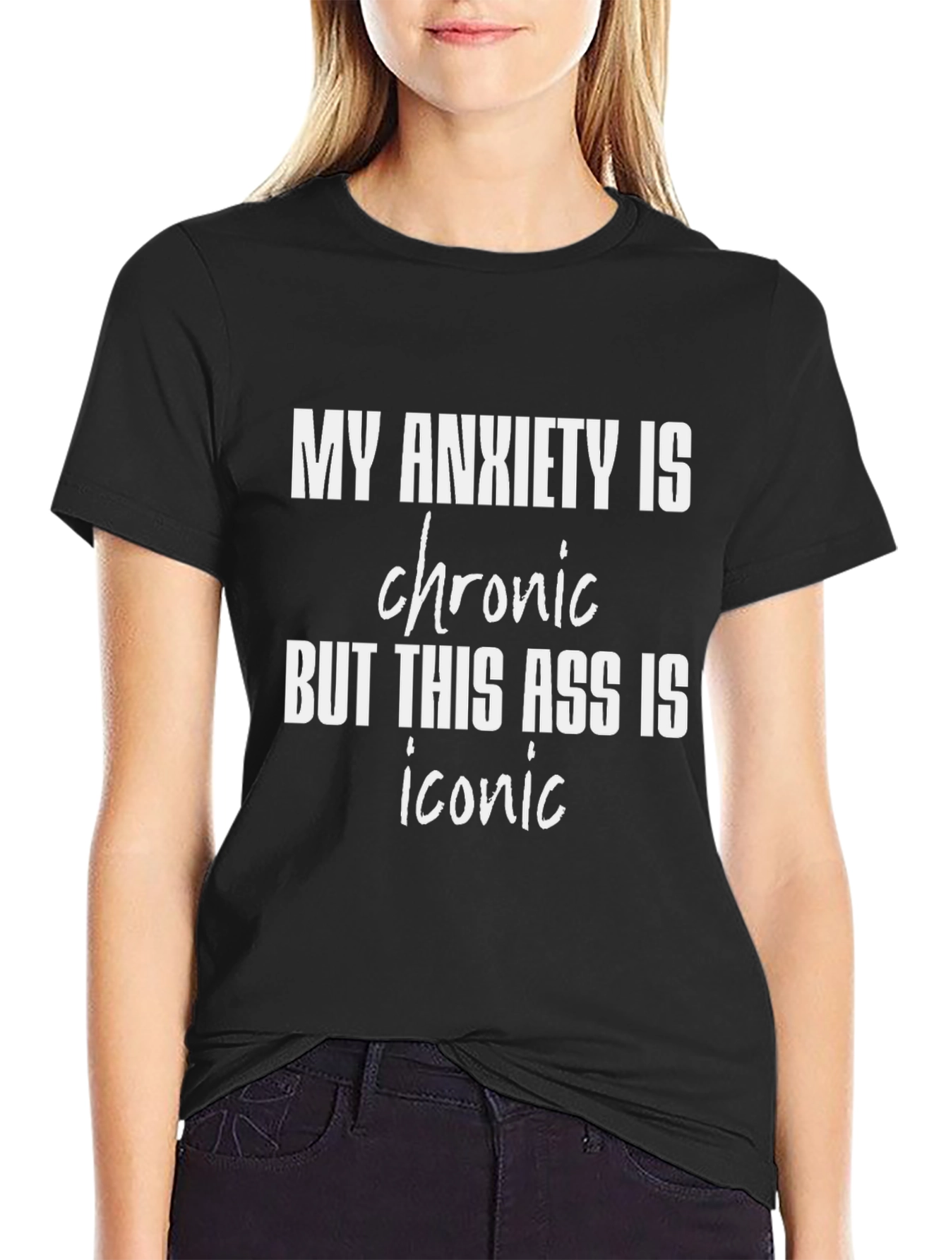 Black Anxiety/Iconic Graphic T-Shirt view 2
